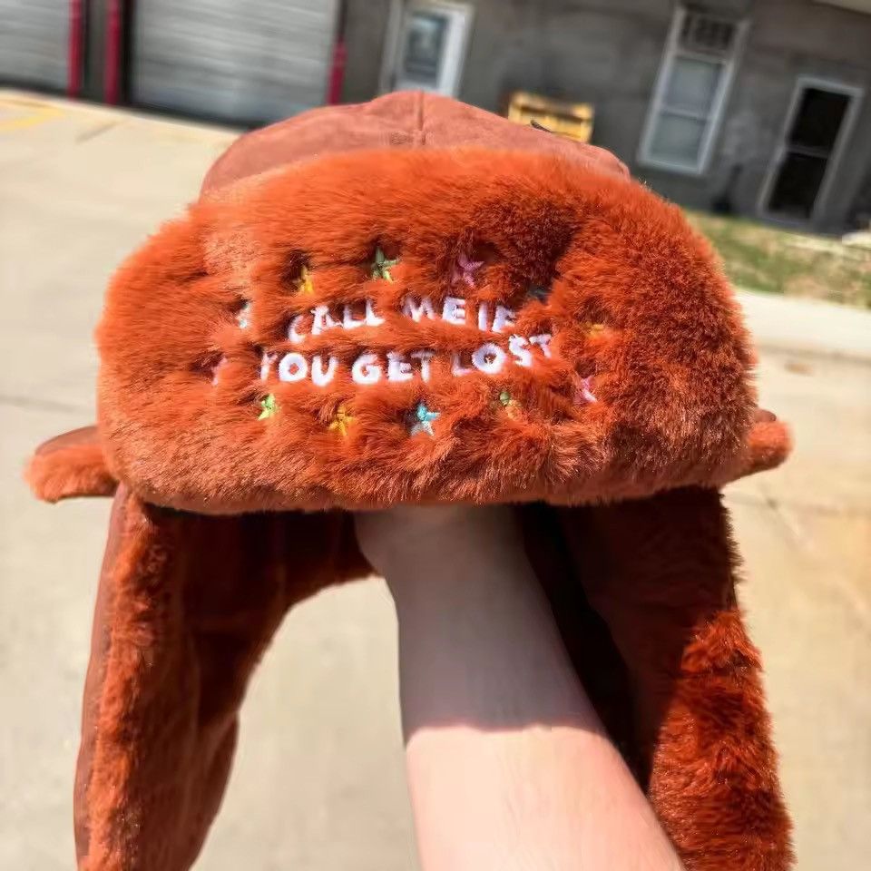Japanese Brand Y2K Call Me Brown Pilot Plush Ushanka Autumn Winter Warm Hat Size ONE SIZE - 3 Thumbnail