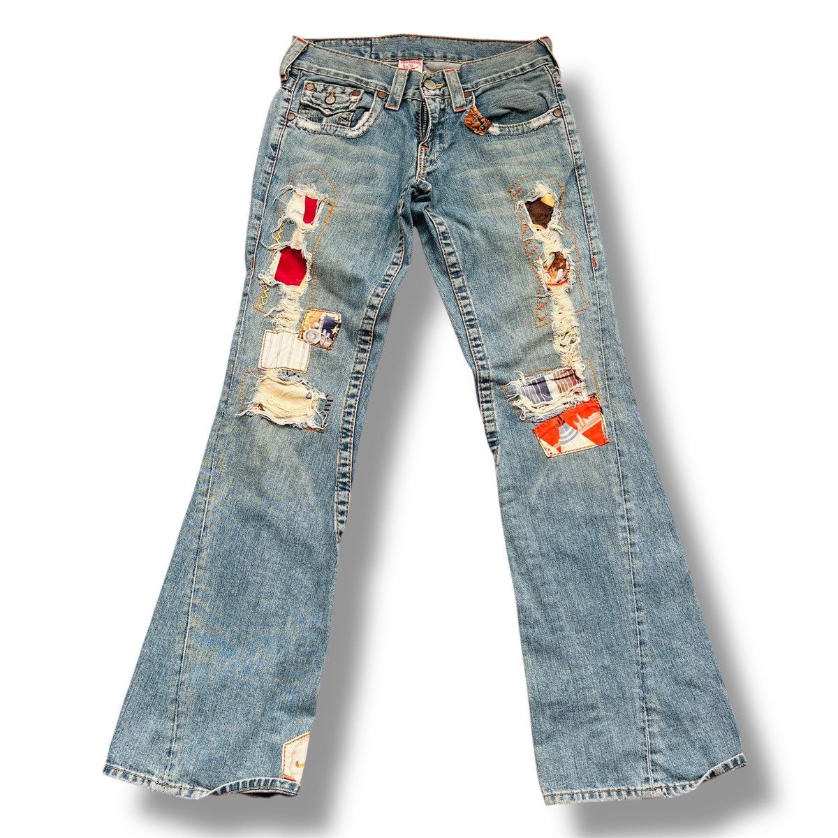 Seditionaries Flared TRUE RELIGION Distressed Patches Sashiko Jeans Size US 28 / EU 44 - 3 Thumbnail