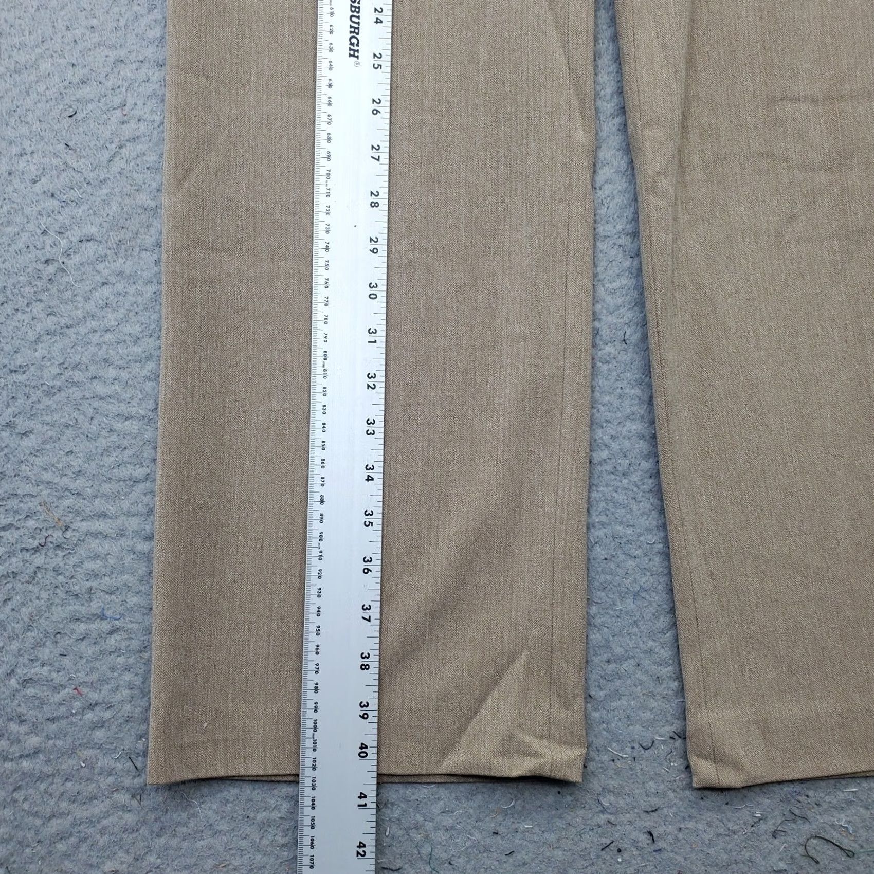 Vintage Rafaella Womens Dress Pants Size 12 Tan Stretch High Waist Wide-Leg Oxford Formal Shirt Pants Slacks Size 34" / US 12 / IT 48 - 3 Thumbnail