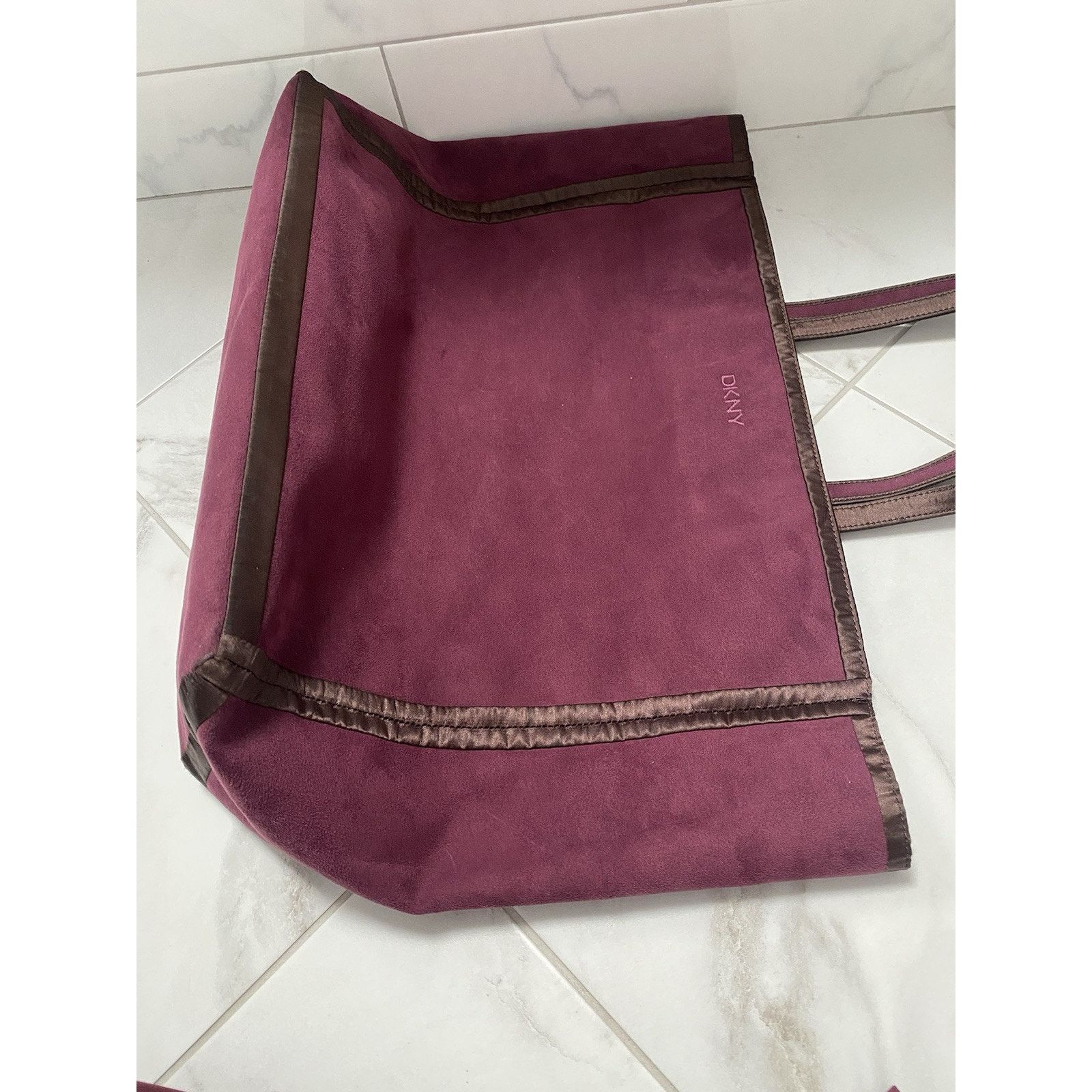 DKNY Vintage DKNY Tote Bag Velour Velvet Burgundy Reversible Size ONE SIZE - 4 Thumbnail
