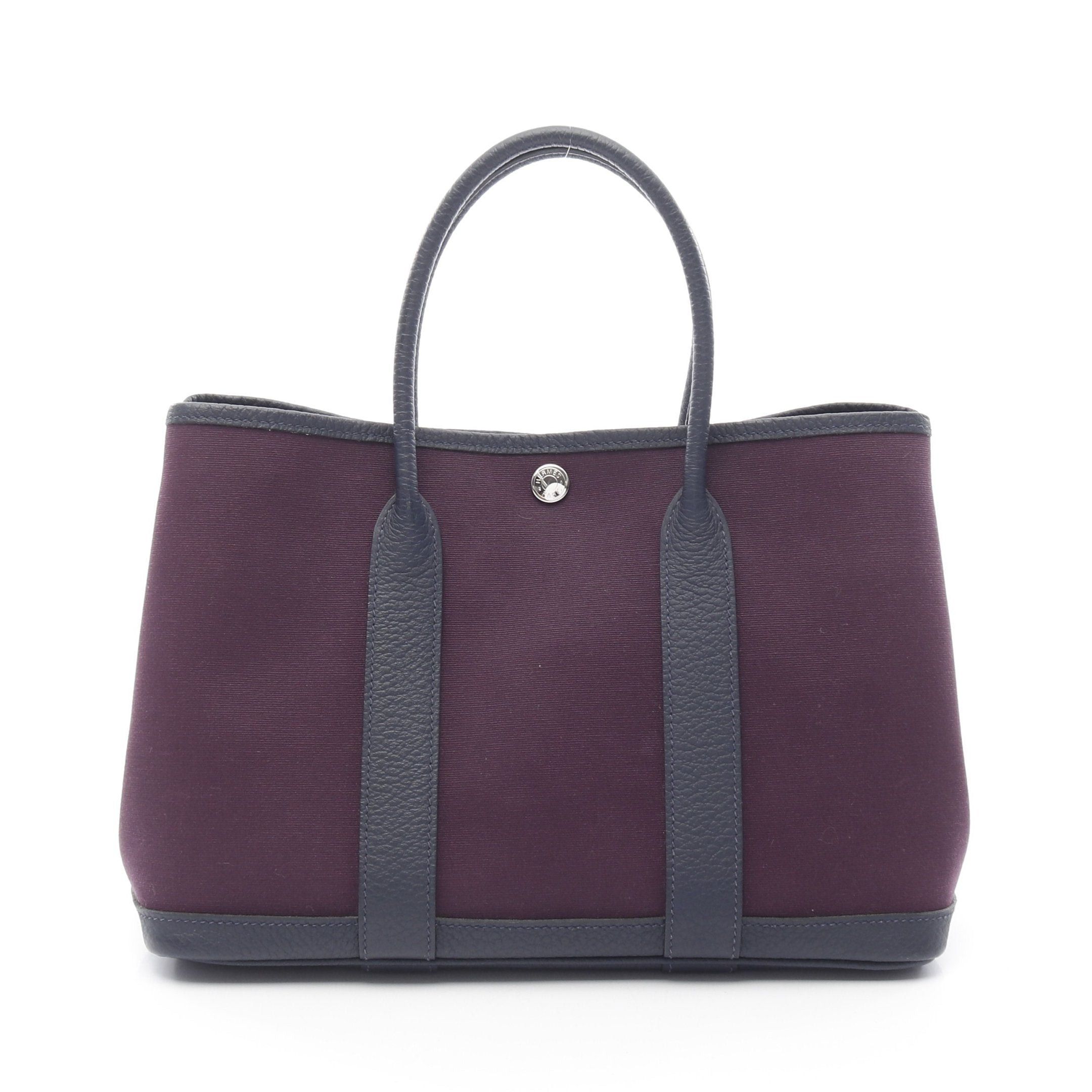 Hermes Hermes Garden Party Tpm Cassis Bleu Nui Handbag Tote Bag Negonda Leather Toile Officier Dark Purple Navy Silver Hardware Y Stamp Size ONE SIZE - 1 Thumbnail