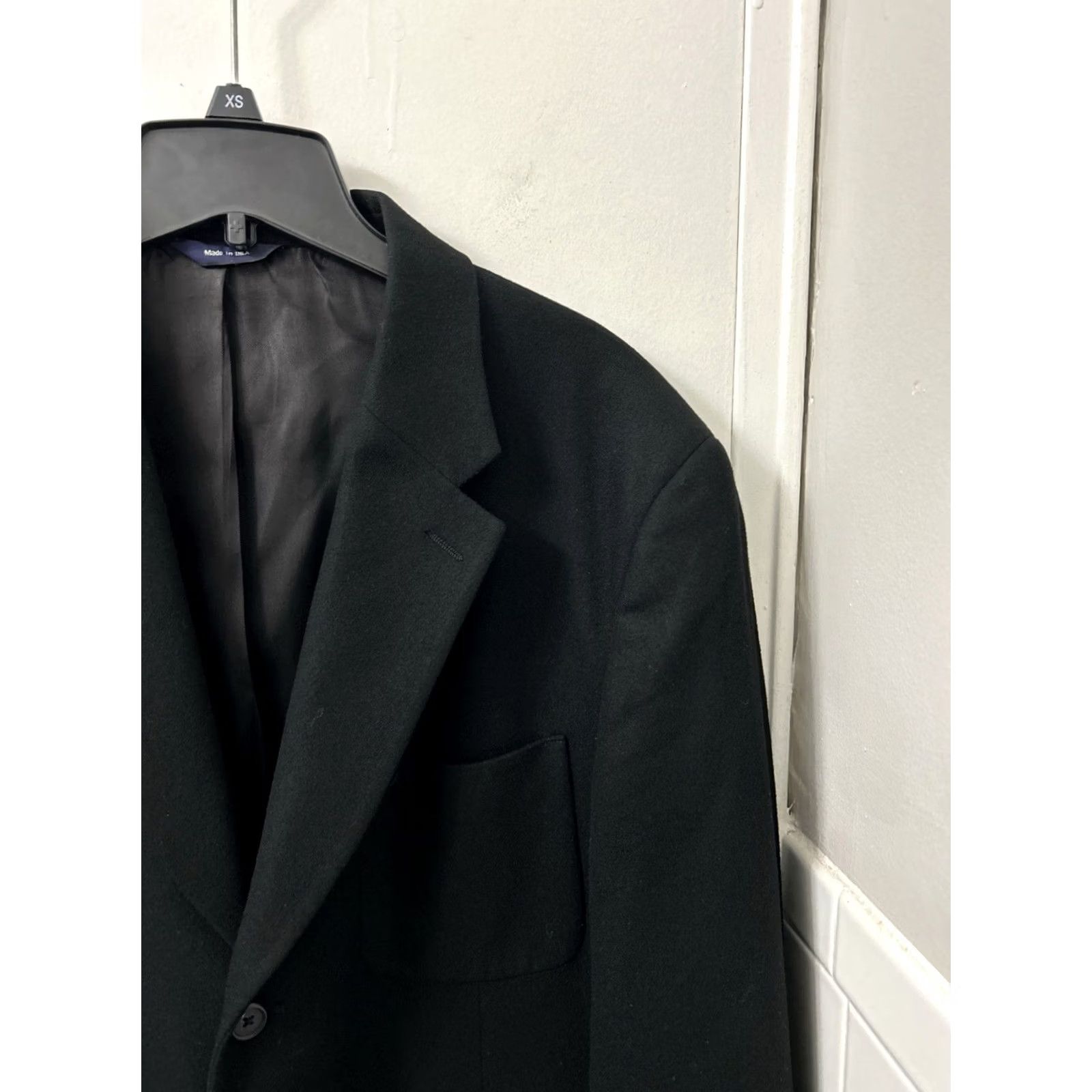 J.Crew VINTAGE J. Crew Blazer Mens 42L Black Wool Blend 3-Button Notch Lapel Single-Breasted Tuxedo Jacket USA Size 42R - 4 Thumbnail