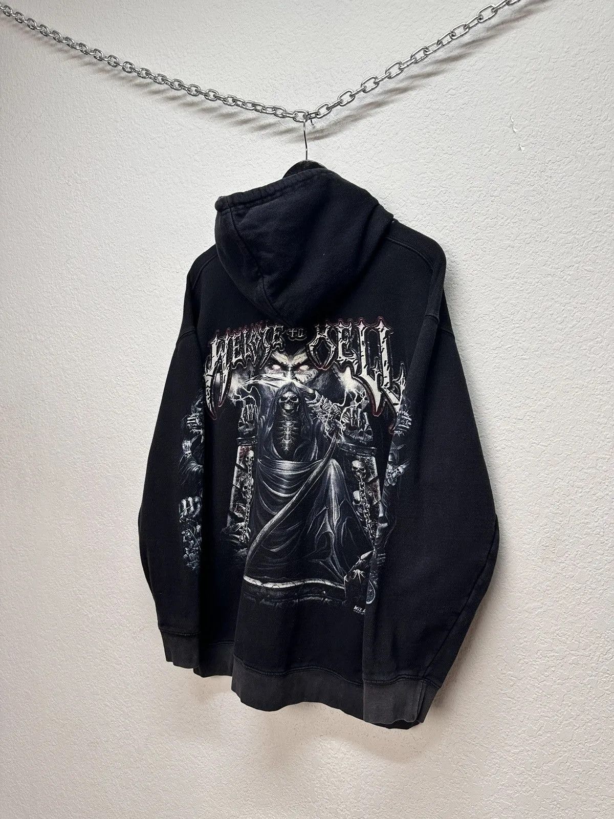 Band Tees Vintage Hoodie Welcome To Well Gothic Punk Wild 90s skull Size US XL / EU 56 / 4 - 10 Thumbnail