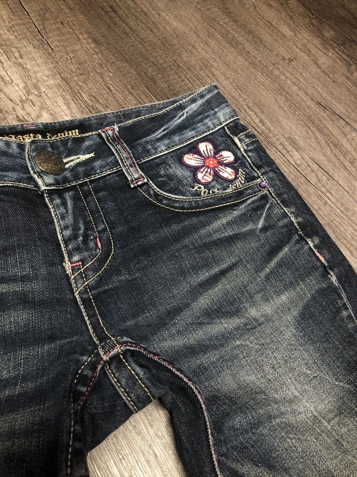 Japanese Brand Pasta Denim Jeans Flower Patch Size 29" - 9 Thumbnail