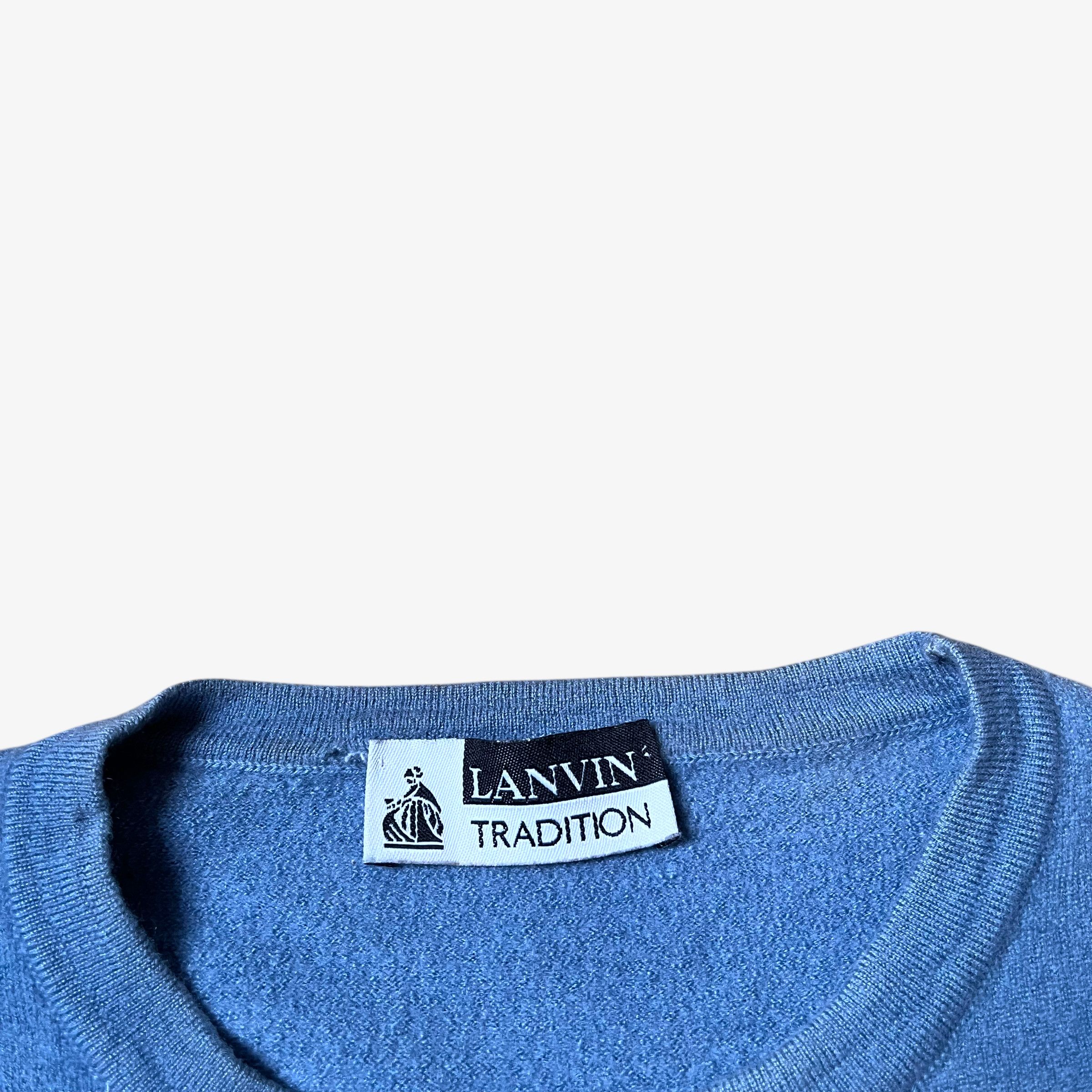 Lanvin Vintage 80s Men's Lanvin Tradition Blue Cashmere Jumper Size US S / EU 44-46 / 1 - 2 Thumbnail