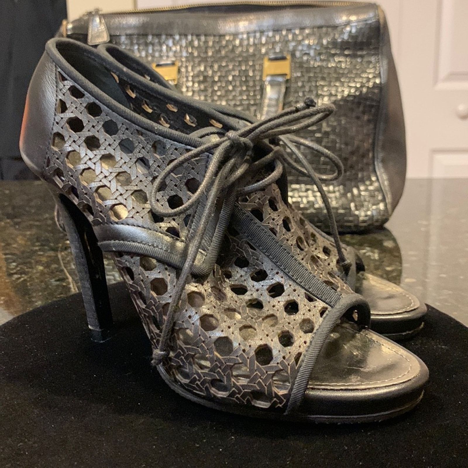 Proenza Schouler Proenza Schouler runway black cage woven open toe sexy shoes Size US 7 / IT 37 - 1 Thumbnail
