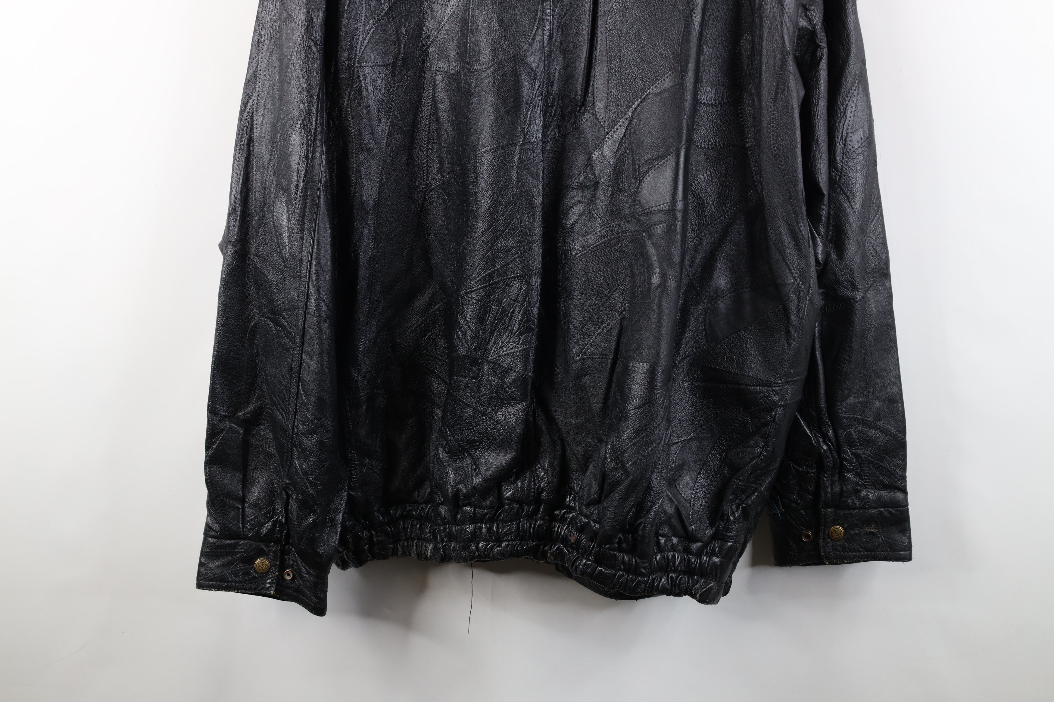 Vintage Vintage 90s Desert Storm Shield Leather Bomber Jacket Black Size US XXL / EU 58 / 5 - 16 Thumbnail