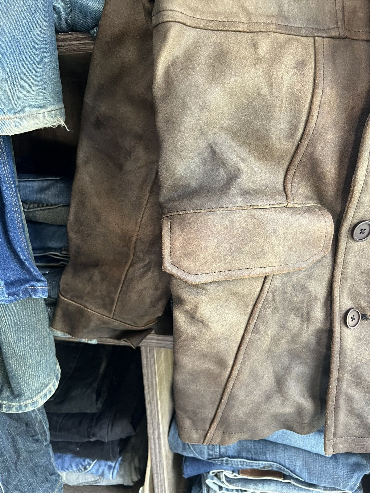 Leather 🔥Unbrand Genuine Leather Button Jacket Size US S / EU 44-46 / 1 - 8 Thumbnail