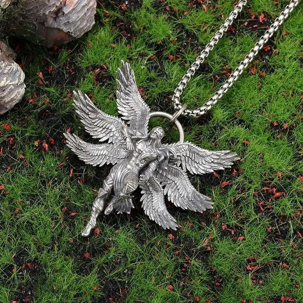 Jewelry Mythical Seraph Warrior Patron Saint Pendant Necklace Size ONE SIZE - 3 Thumbnail