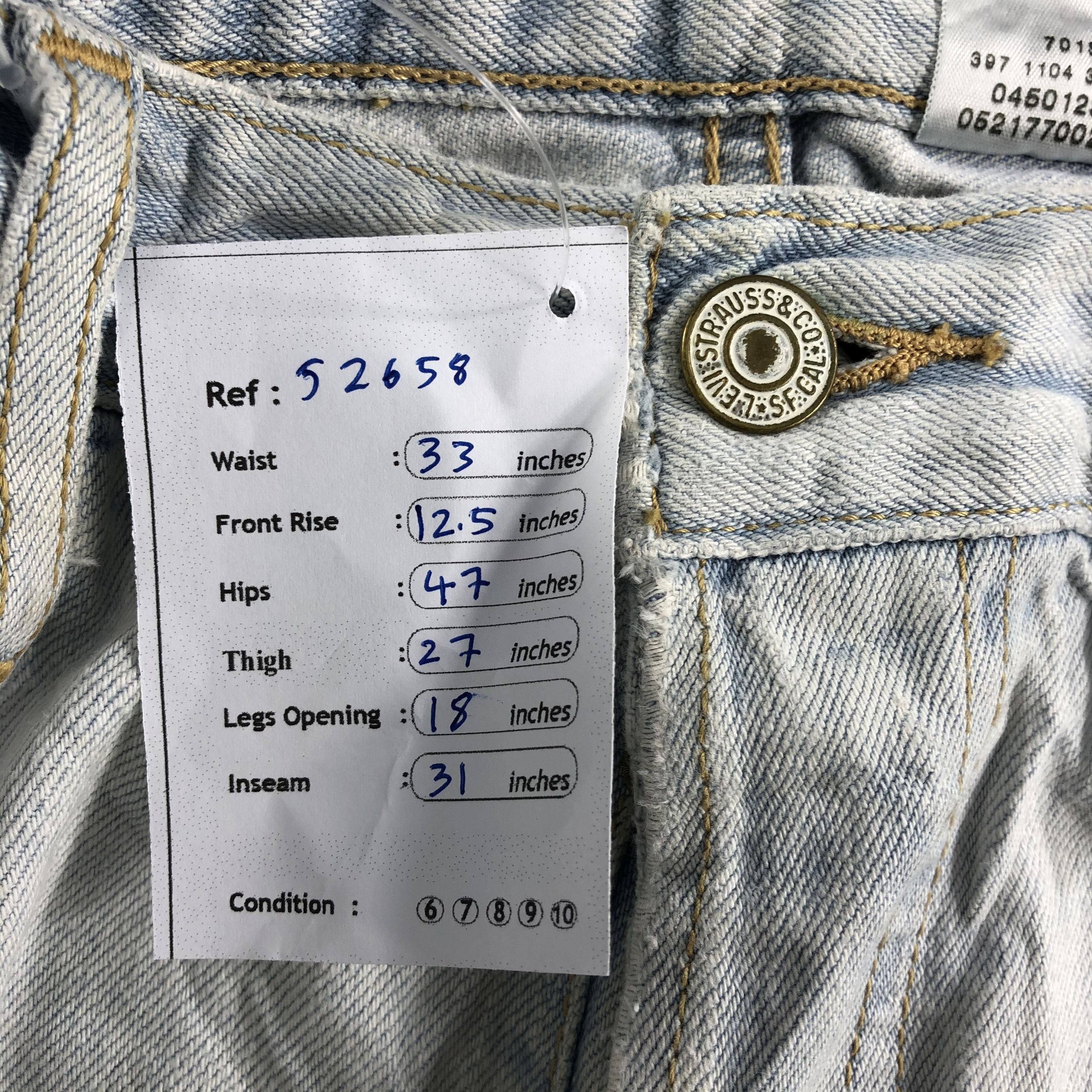Levi's Vintage Light Wash Levis 501 Jeans-J2658 Size US 33 - 18 Thumbnail