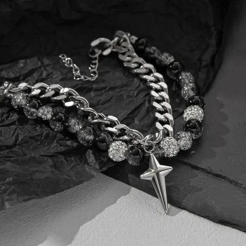 VIBE Punk Gothic Zircon Star Layered Chain Bracelet Size ONE SIZE - 5 Thumbnail
