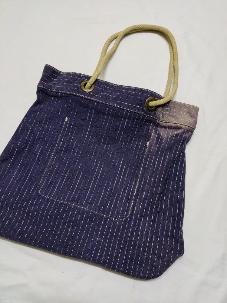 RRL Ralph Lauren Vintage RRL Double RL Wabash Stripe Letter Print Tote Bag Size ONE SIZE - 3 Thumbnail