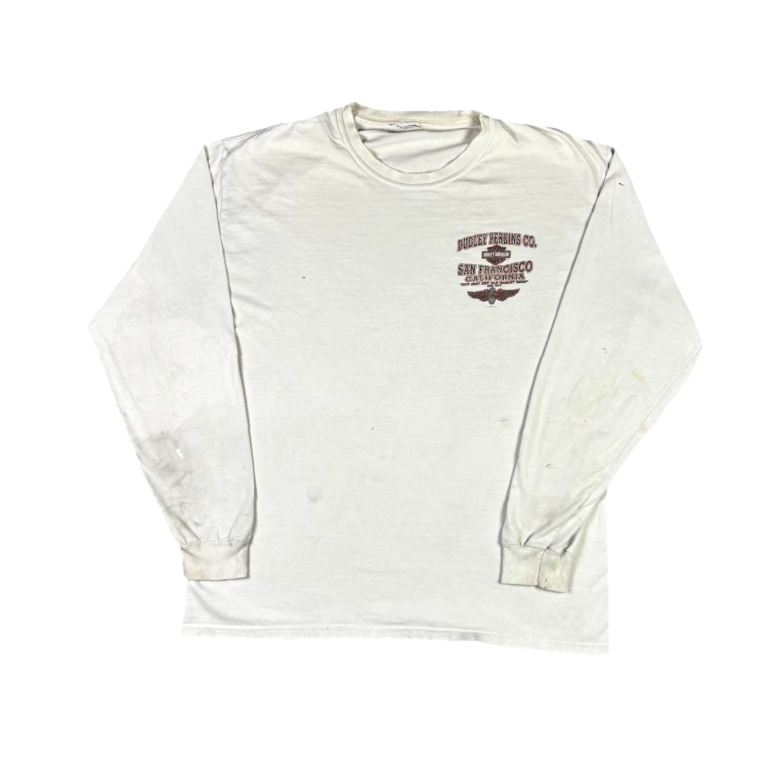 Harley Davidson VINTAGE Harley-Davidson T Shirt White Long Sleeve Biker Size Medium Y2K Mens Shirt Regular Cotton Knit Crew Neck Double-Sided Size US M / EU 48-50 / 2 - 2 Thumbnail