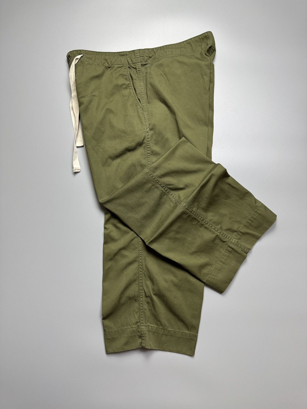 Beams Japan Beams Japan - Army Green Cropped Chino Wide Pants Size US 32 / EU 48 - 8 Thumbnail
