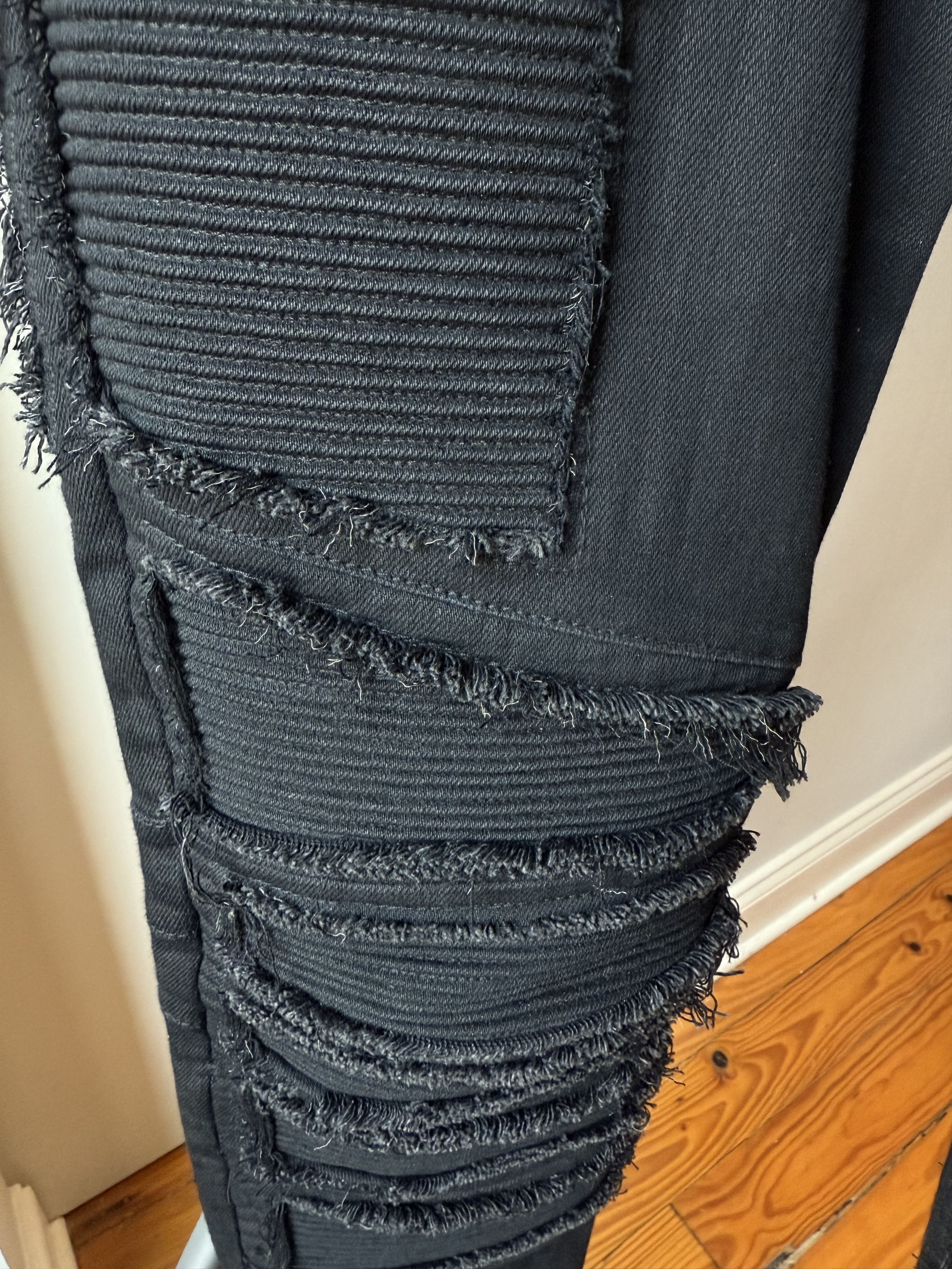 Balmain SS18 Black Ribbed Biker Jeans Size US 33 - 4 Thumbnail