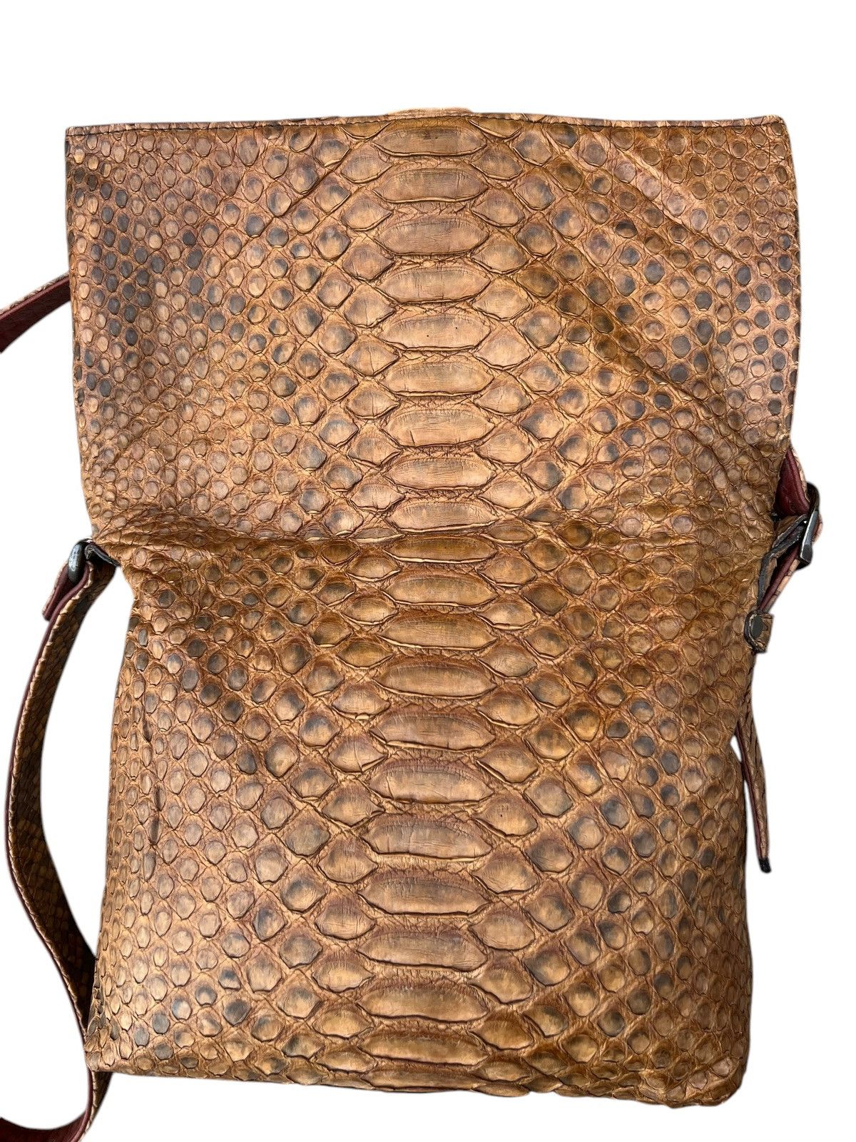 Leather Vintage Unknown Japan Brand Patina Python Skin Leather Bag Size ONE SIZE - 8 Thumbnail