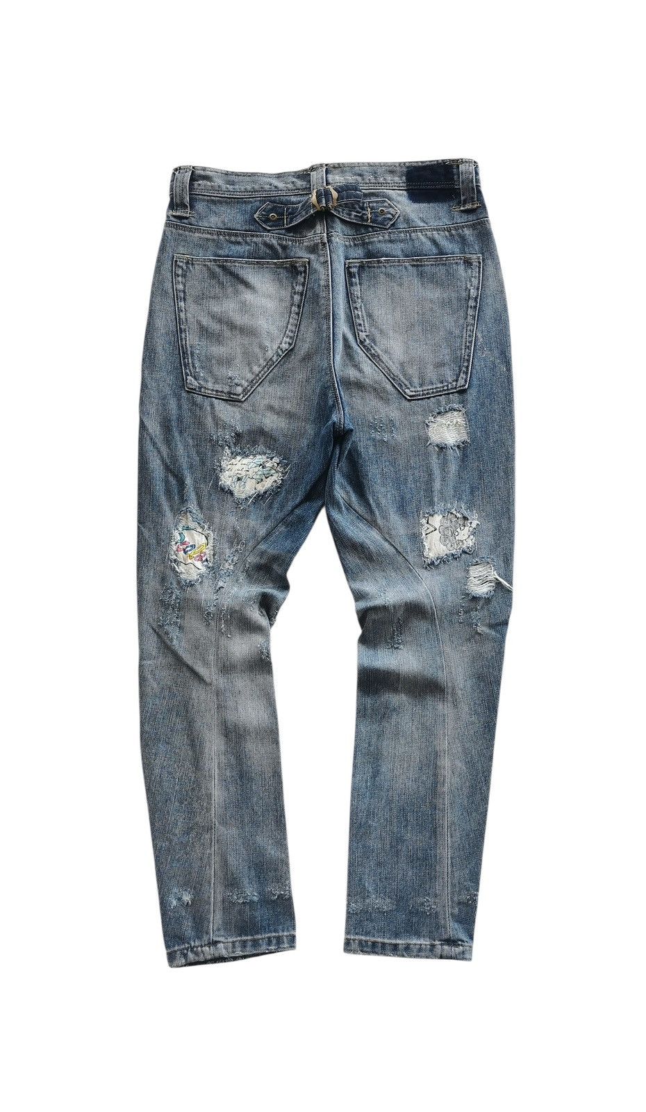 Kapital Bit Blue Distressed Patchwork Jeans Size US 30 / EU 46 - 3 Thumbnail