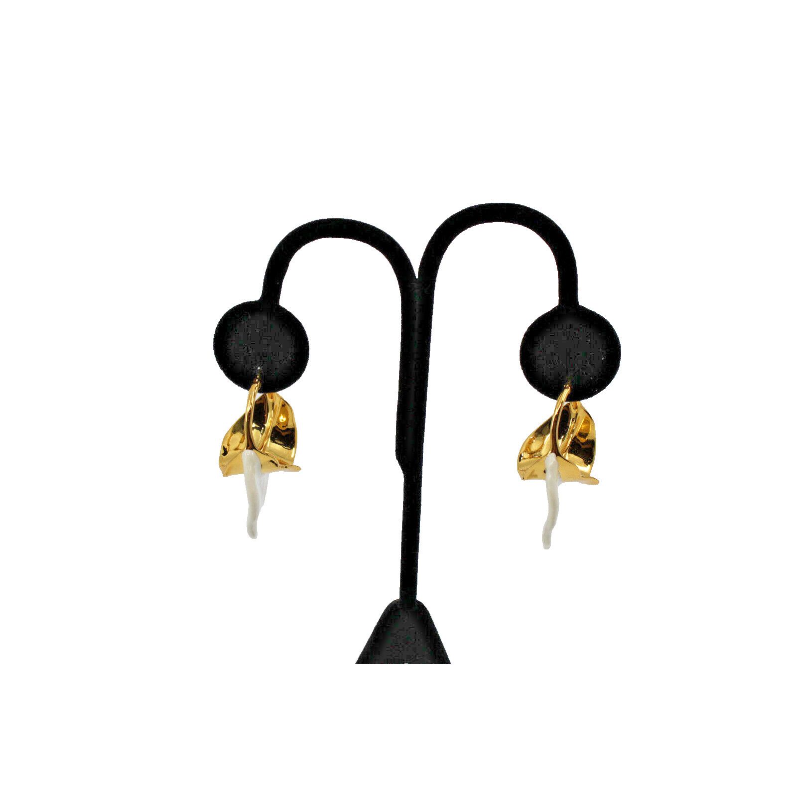 Celine Celine White Textured Swirl Phoebe Philo Collection Earrings Size ONE SIZE - 2 Thumbnail
