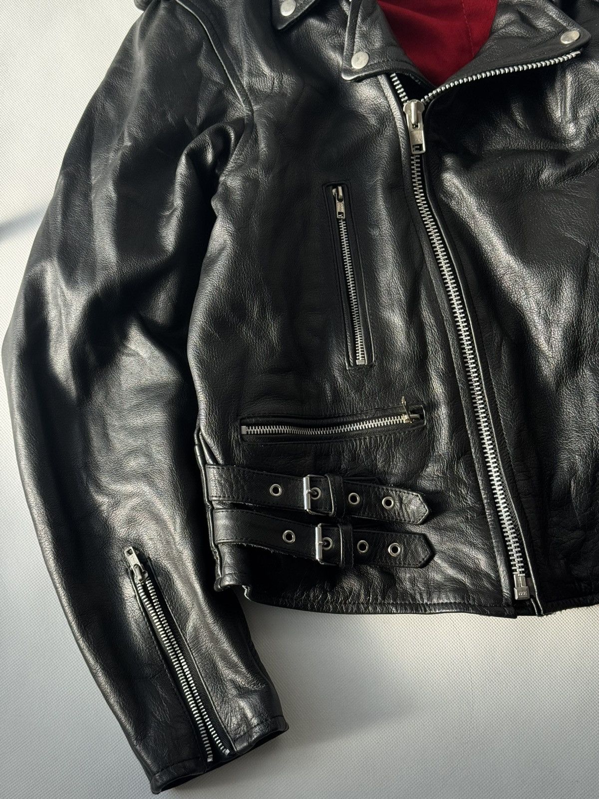 Vintage Vintage Leather Jacket Black Large Zip Up Motorcycle Biker Size US L / EU 52-54 / 3 - 10 Thumbnail