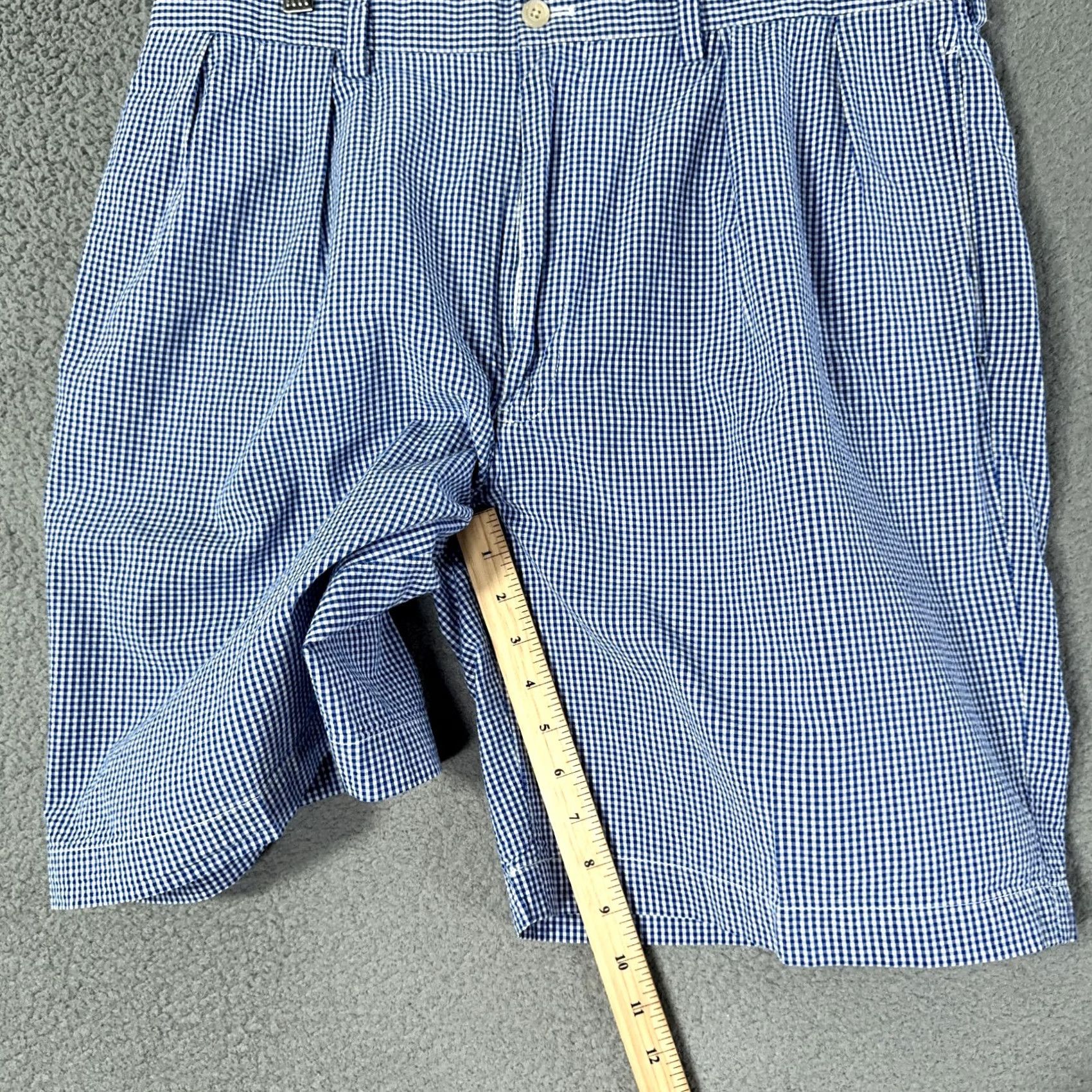 Polo Ralph Lauren Polo Ralph Lauren Vintage Bermuda Shorts Mens 36 Blue Pleated Golf Seersucker Check 9” Shorts Size US S / EU 44-46 / 1 - 7 Thumbnail