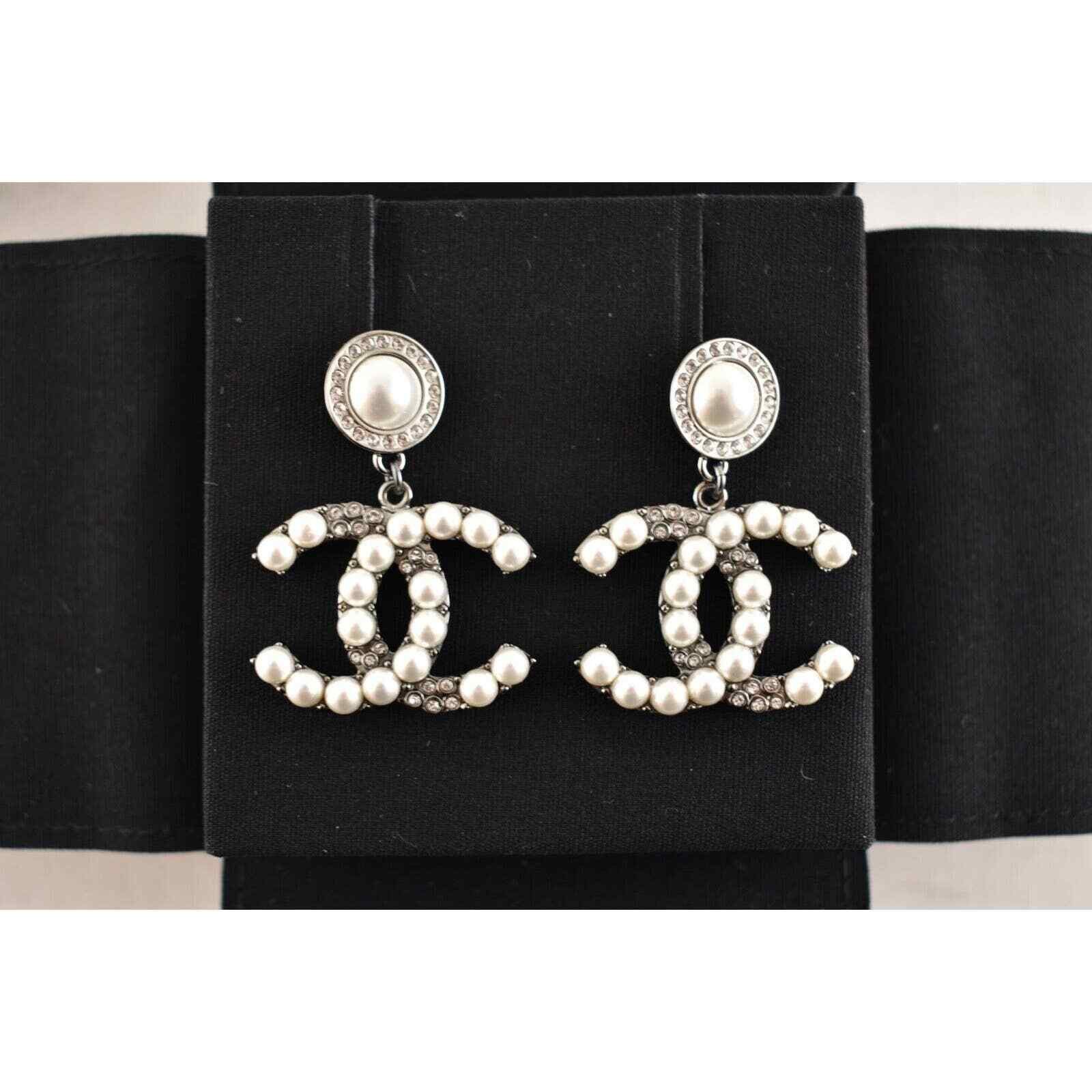 Chanel Chanel Ruthenium Pearl Large Dangle Drop Statement Earrings Size ONE SIZE - 4 Thumbnail