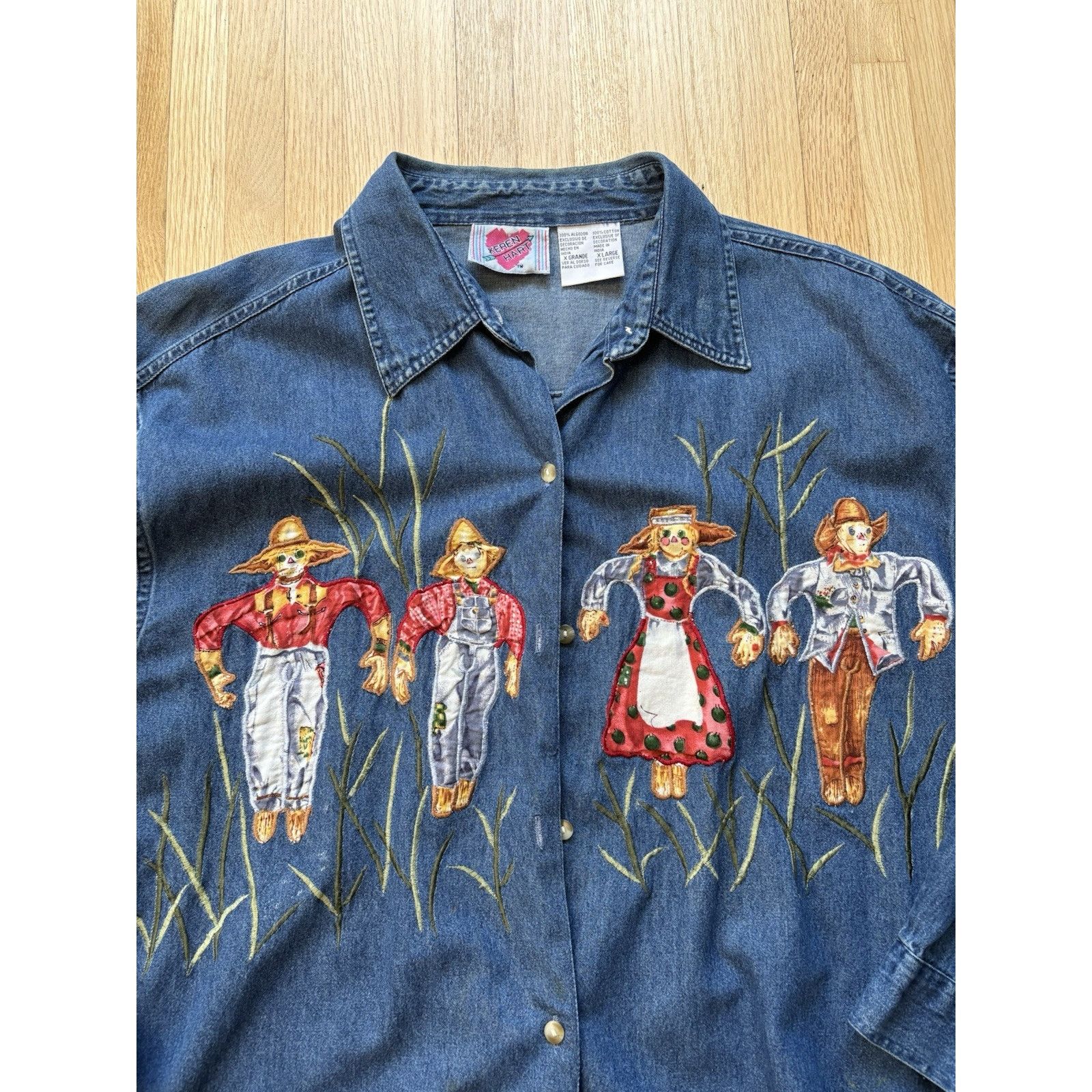 Other Womens Sz XL Karen Scott Denim Shirt Autumn Embroidered Size XL / US 12-14 / IT 48-50 - 4 Thumbnail