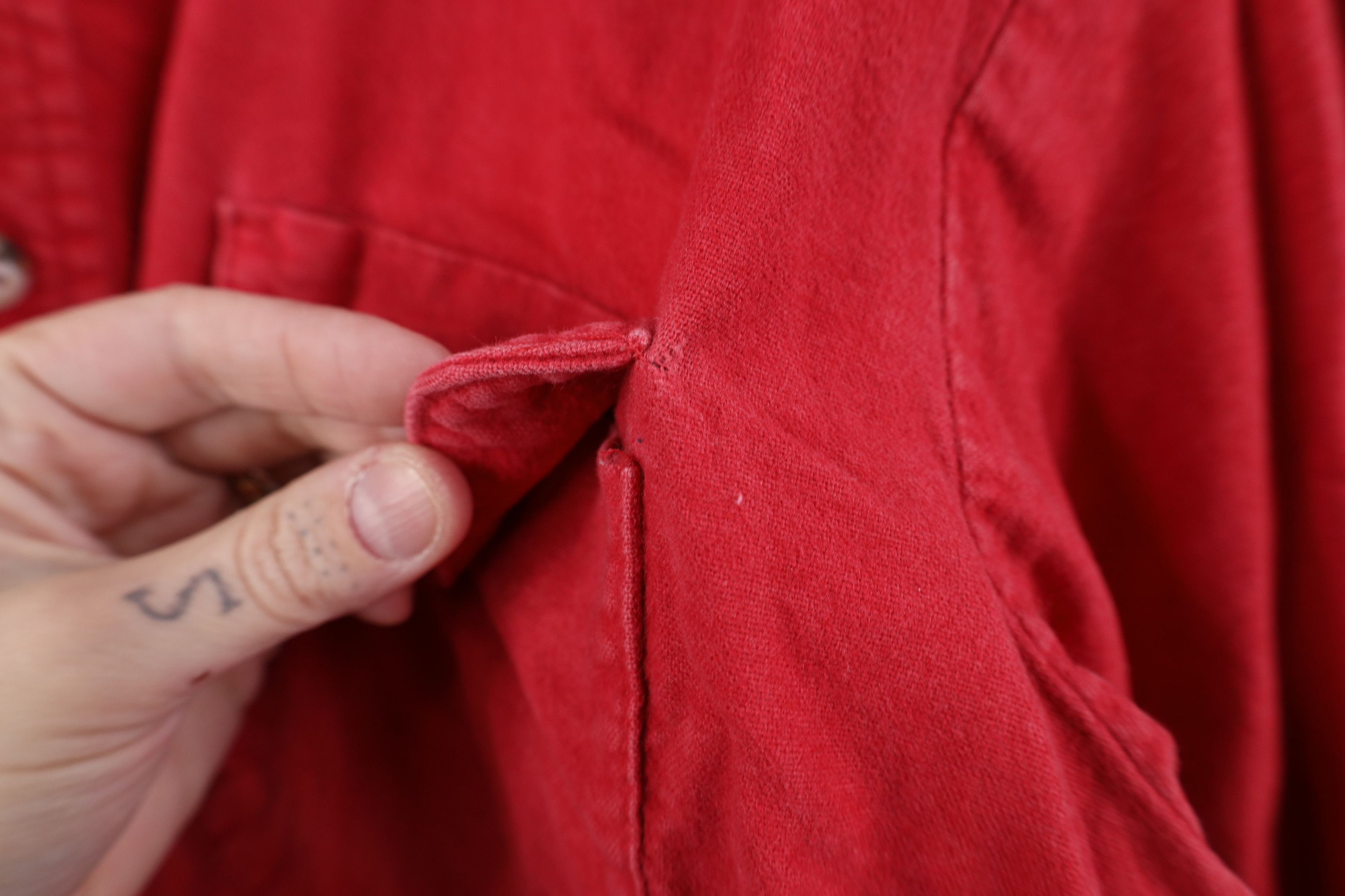 Vintage Vintage 70s OshKosh B'Gosh Cloth Button Shirt Red USA Size US XL / EU 56 / 4 - 4 Thumbnail