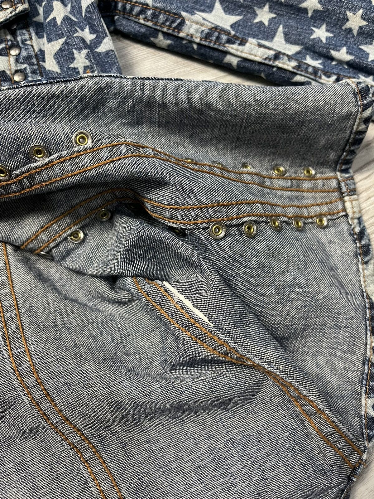 Hysteric Glamour × Japanese Brand Vintage Hysteric AOP Star Studded Denim Jacket Size S / US 4 / IT 40 - 12 Thumbnail