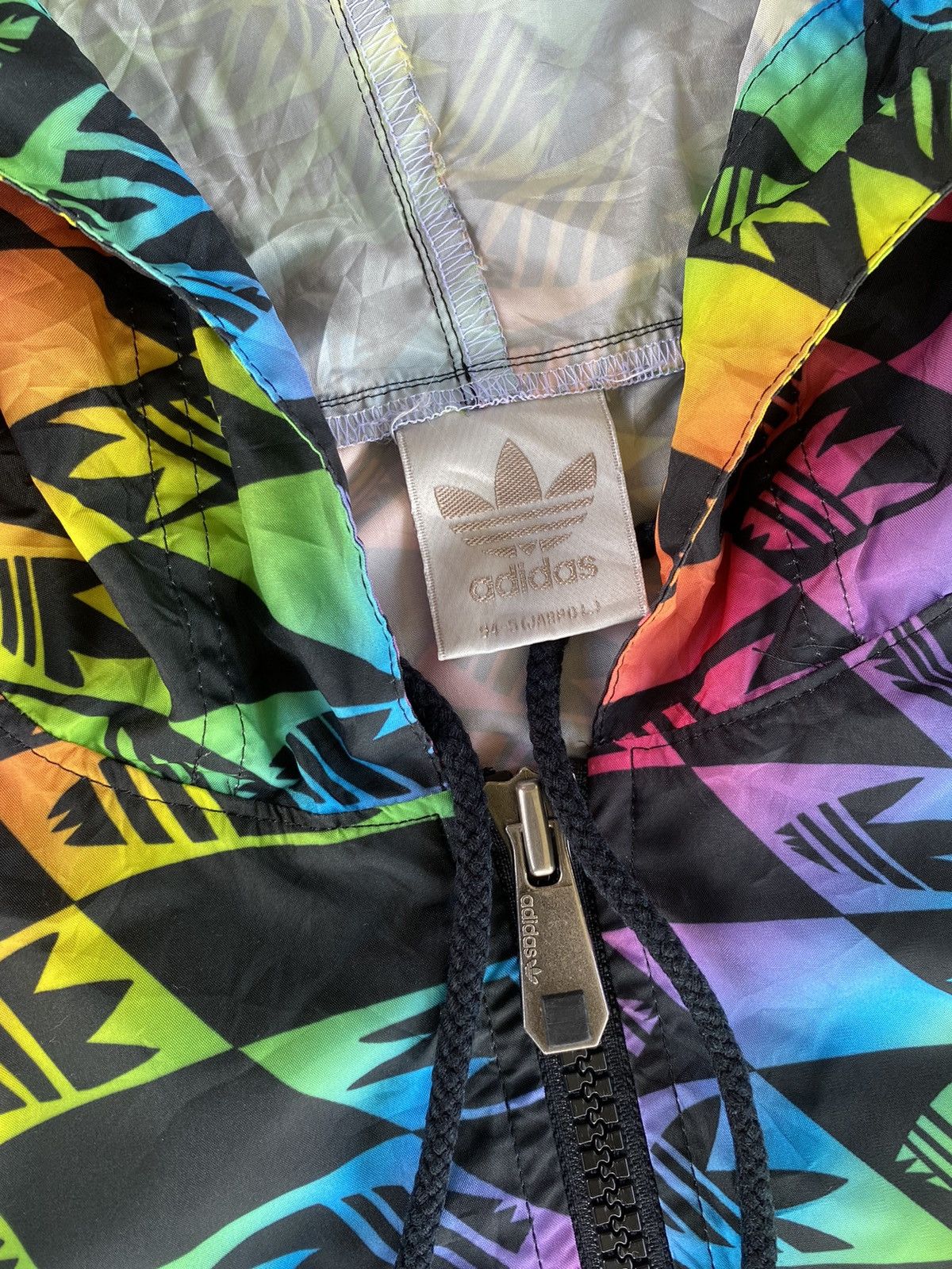 Adidas Vintage Adidas Trefoil Nylon Zipper Hoodie Size US M / EU 48-50 / 2 - 8 Thumbnail