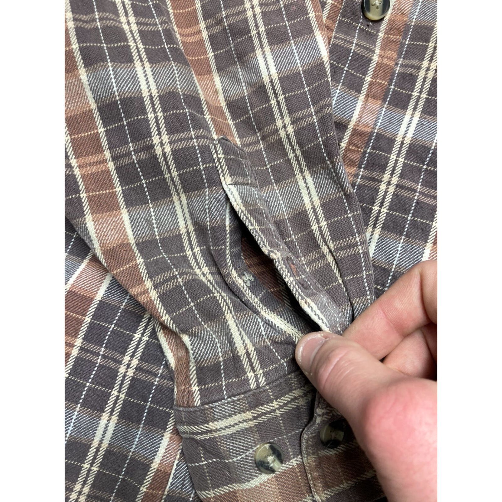 Doublet VINTAGE Pocket Plaid Shirt Mens XL 90s Beige Heavy Cotton Button-Up Long Sleeve Double Pocket T8 Size US XL / EU 56 / 4 - 6 Thumbnail