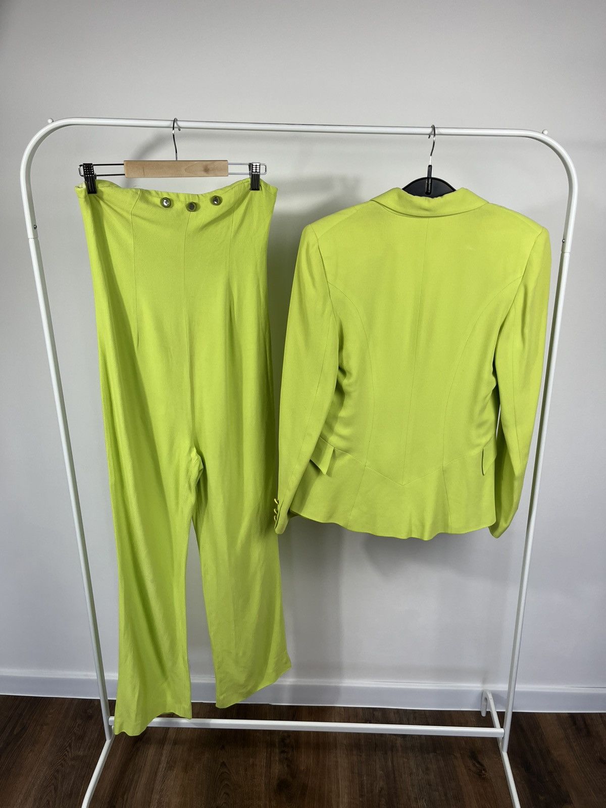 Other Vintage Sportstaff Lime Green Pantsuit Blazer Trouser Set 44 Size M / US 6-8 / IT 42-44 - 12 Thumbnail