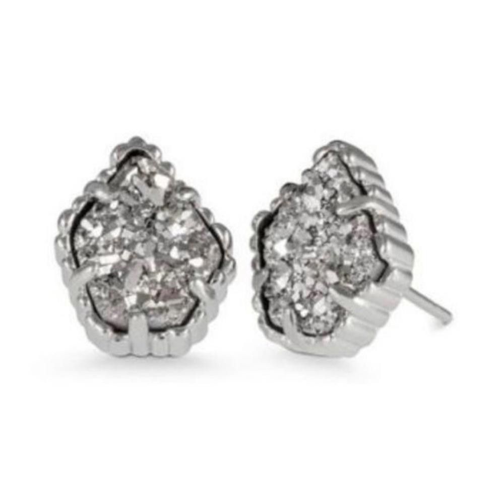 Kendra Scott Kendra Scott Tessa Platinum Drusy Silver Stud Earrings Size ONE SIZE - 1 Thumbnail