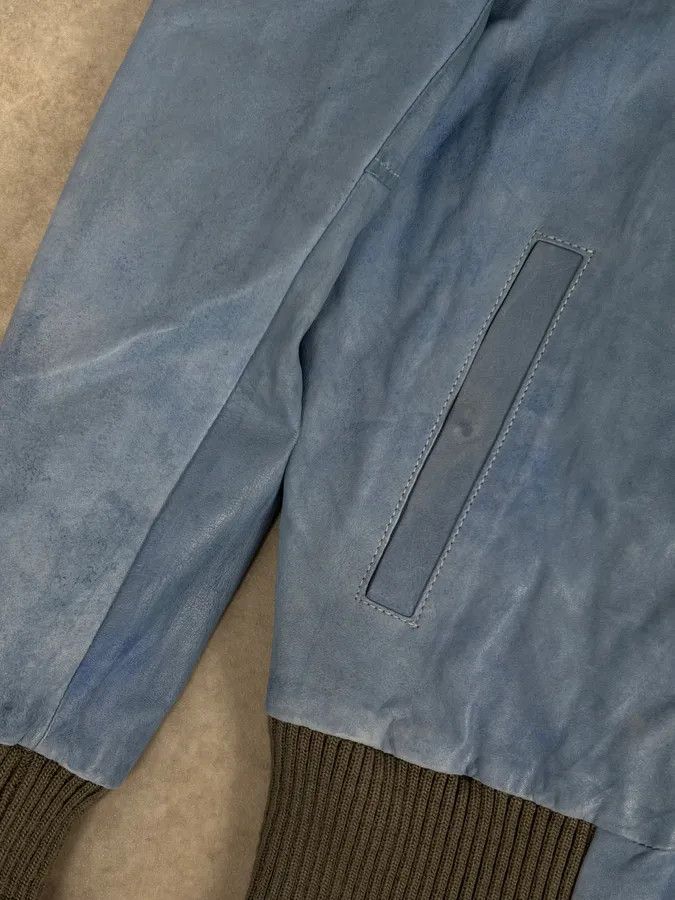 Giorgio Brato Giorgio Brato Baby Blue Faded Leather Jacket Size US M / EU 48-50 / 2 - 9 Thumbnail