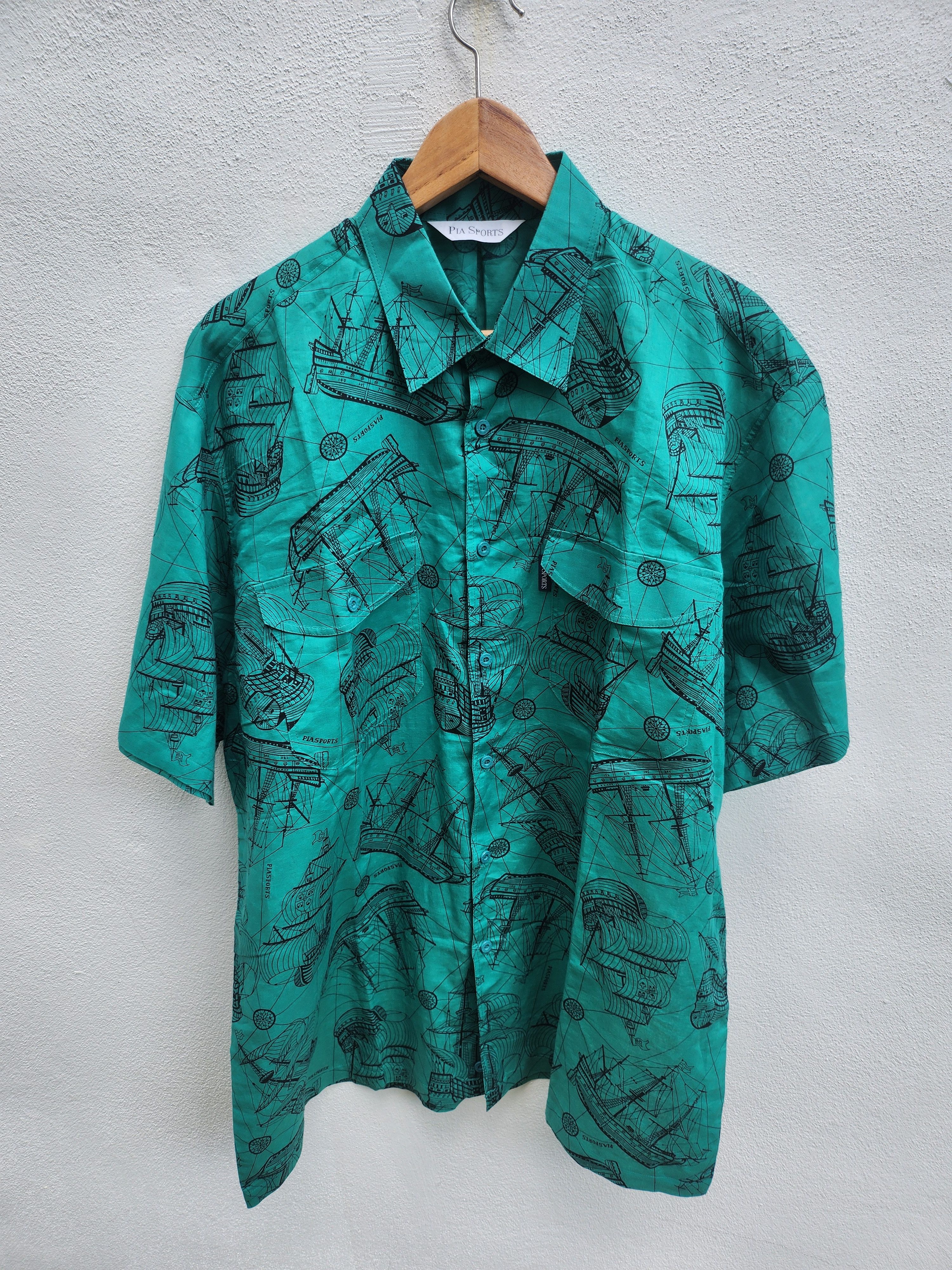 Japanese Brand 💥 Pia Sports Japan Sailing Ship Art Shirt Size US XXL / EU 58 / 5 - 2 Thumbnail