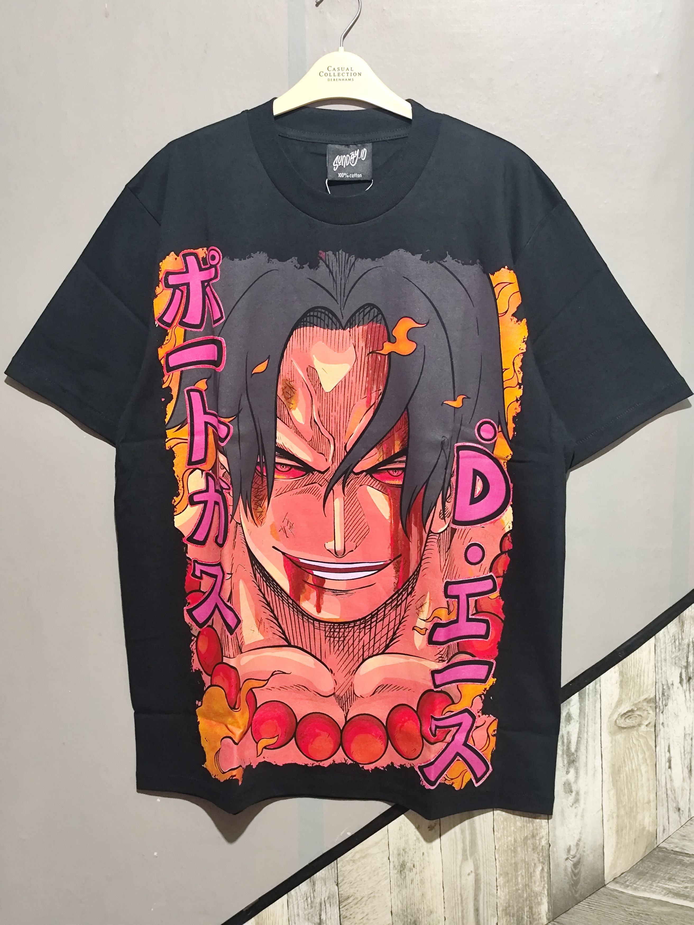 image of Anima x One Piece Portgas D. Ace Execution Modern Tee in Black, Men's (Size XL)