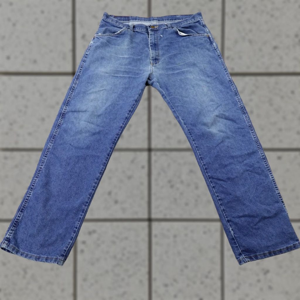 Wrangler Wrangler Jeans Mens 36X30 Dark Blue Denim Western Cowboy Rodeo Fade Grunge Jeans Mens Regular 36 Blue 5-Pocket Wrangler Mens Jeans Size US 36 / EU 52 - 1 Thumbnail
