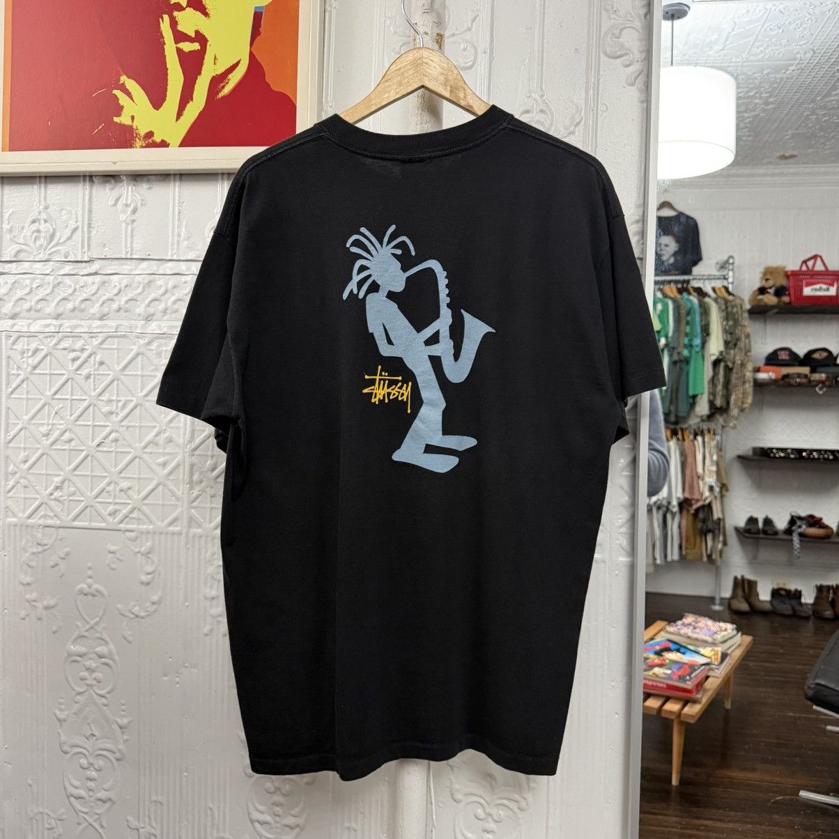 Stussy vintage 1990s stussy jazz mon graphic tee tshirt Size US XL / EU 56 / 4 - 1 Thumbnail
