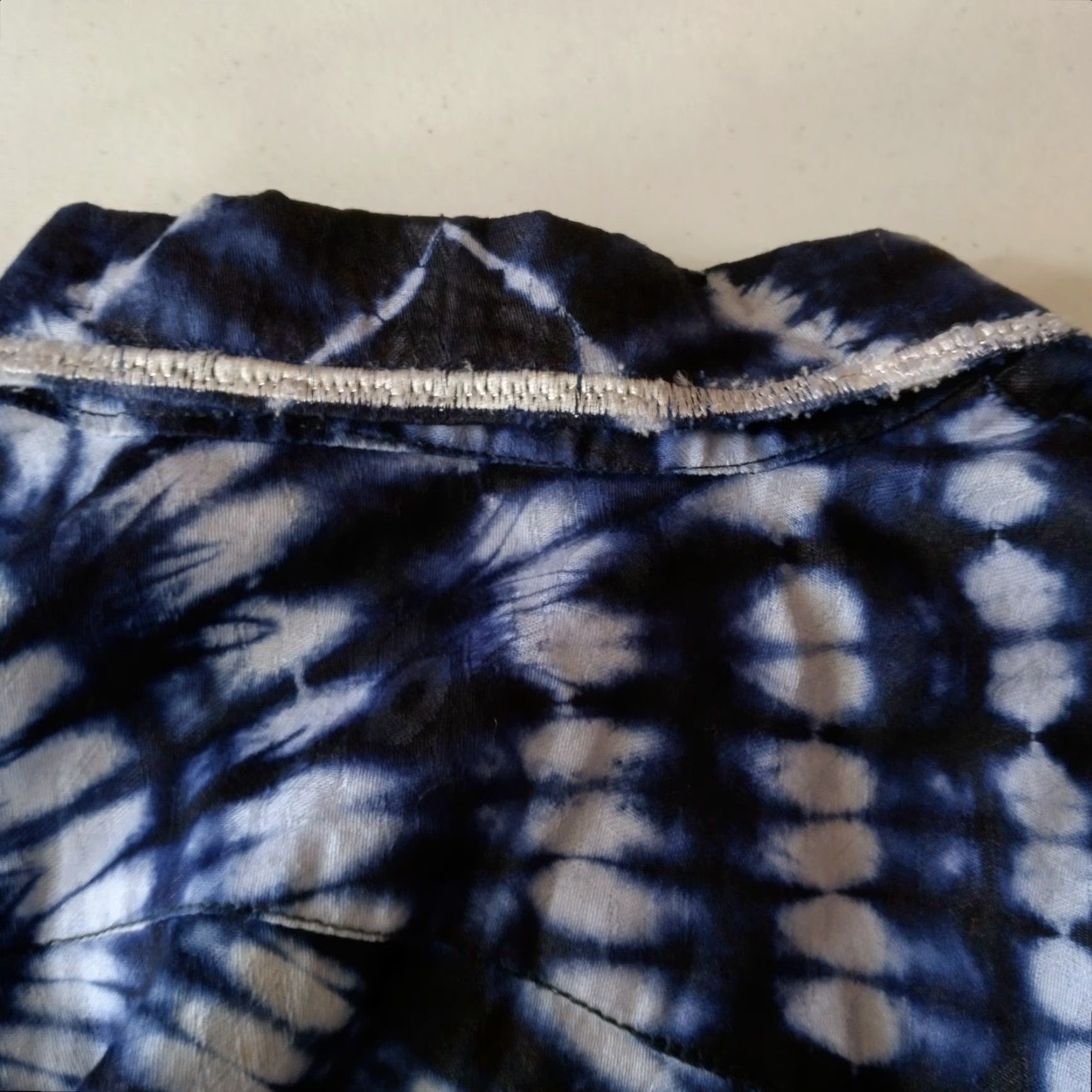 MadeMe VINTAGE Homemade Tie Dye Shirt XL Button Up Blue White Silver Metallic Hippie READ Size US XL / EU 56 / 4 - 7 Thumbnail