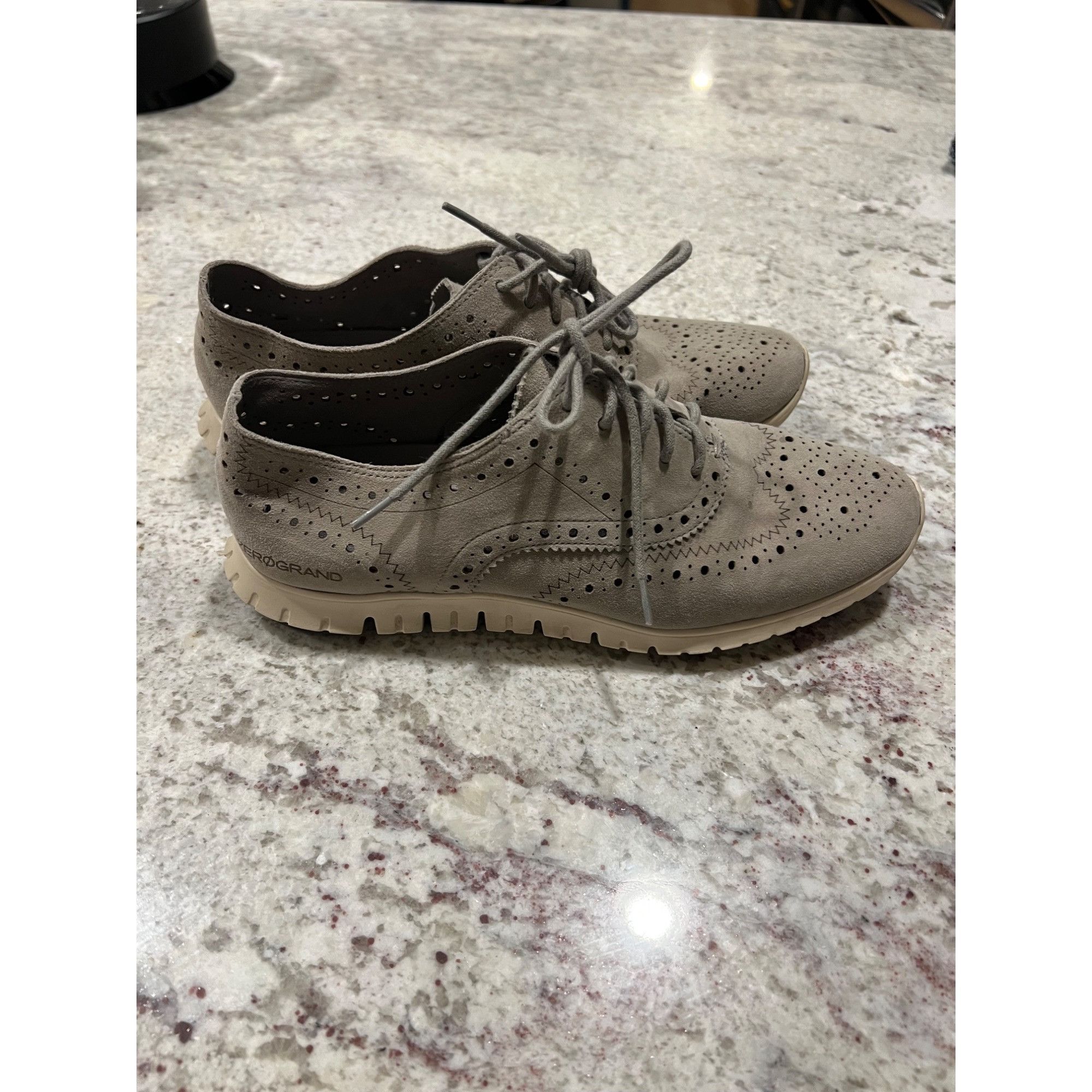 Cole Haan Cole Haan Womens ZeroGrand Wingtip Brogue Oxford Gray Suede Size US 7.5 / IT 37.5 - 1 Thumbnail