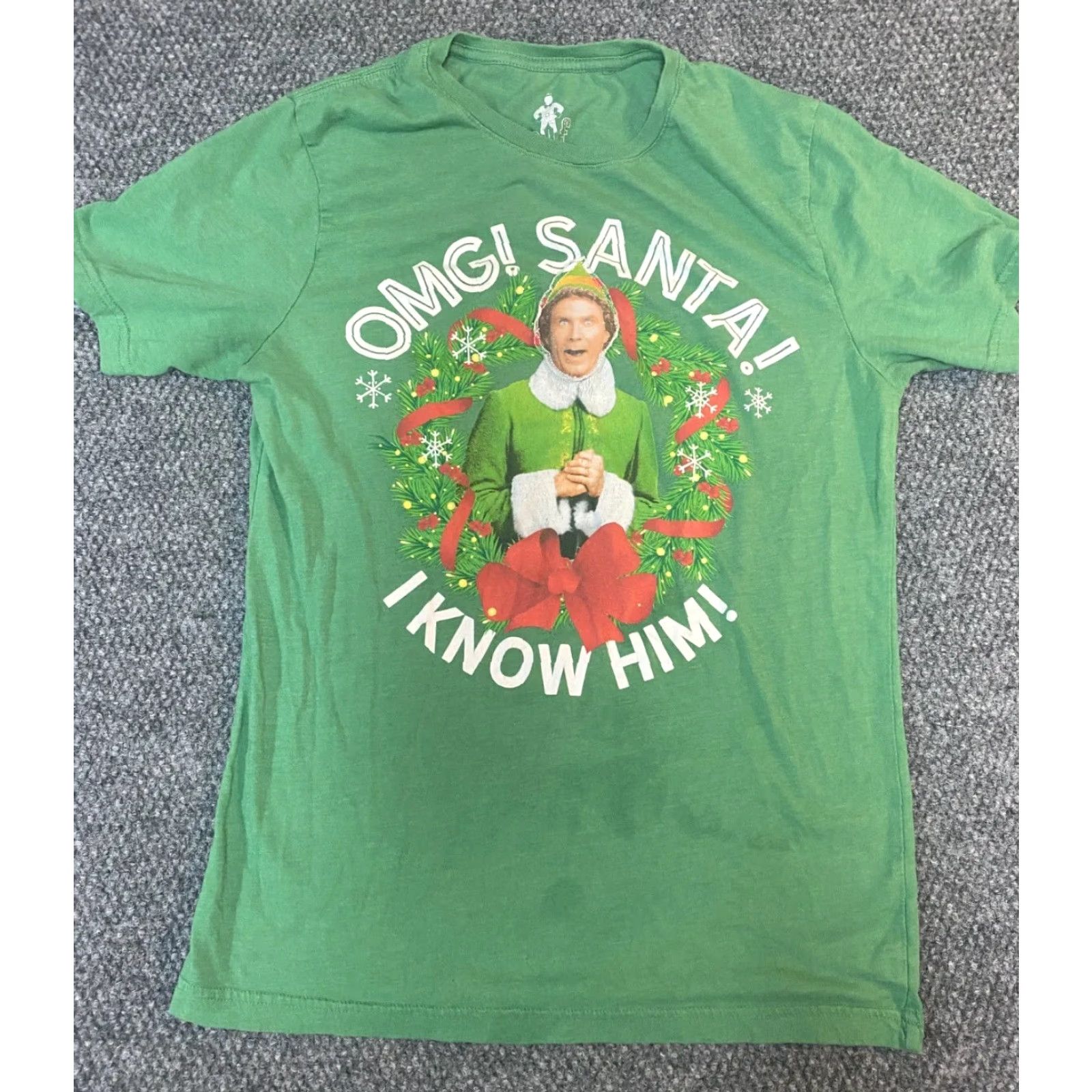 Vintage Elf Christmas T-Shirt Mens S Green Cotton Crew Neck Short Sleeve ELF Brand Regular Boyns? Mens Size US S / EU 44-46 / 1 - 2 Thumbnail