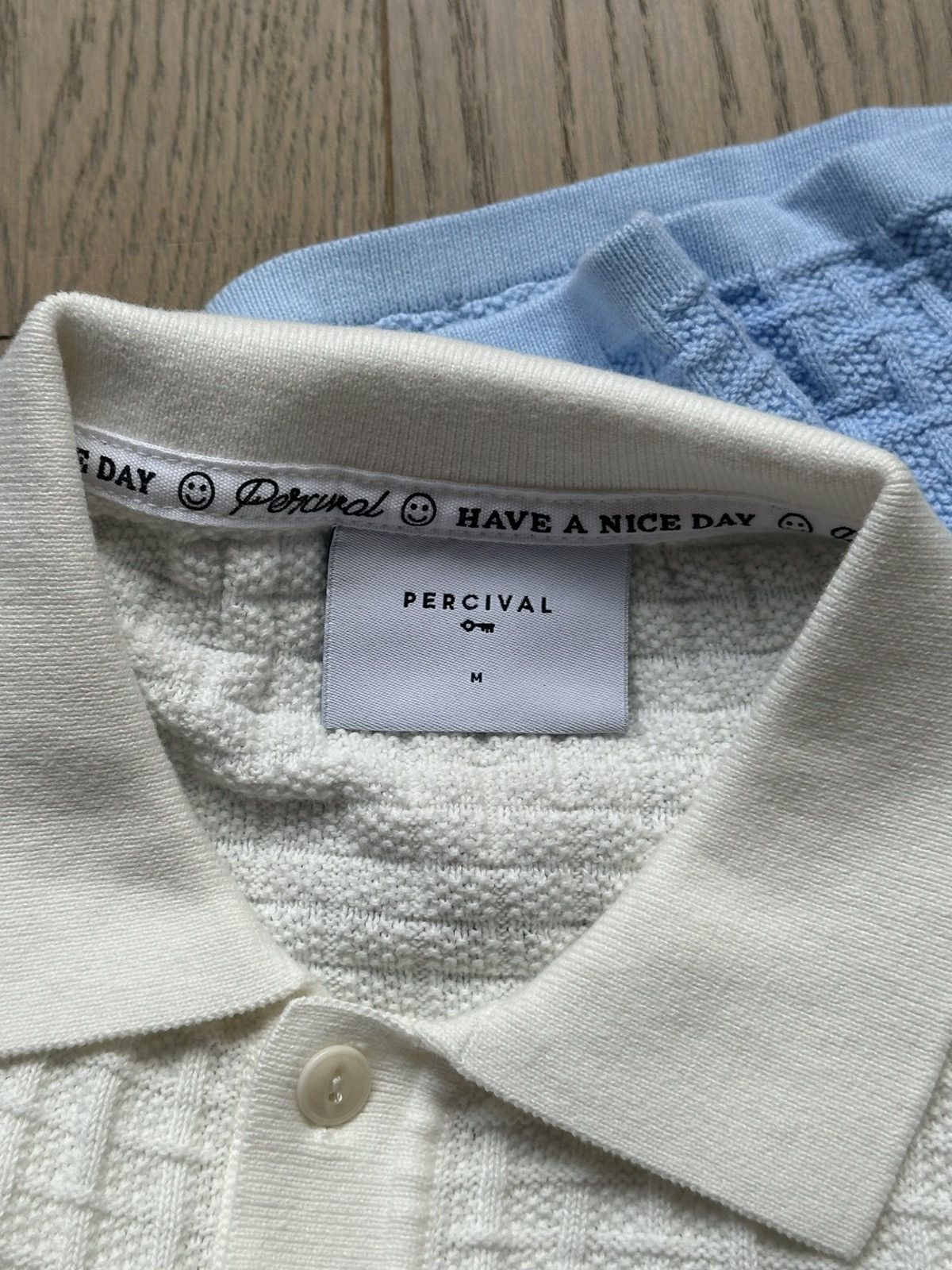 Percival Light Blue Dip Dab Knit Polo Size US M / EU 48-50 / 2 - 3 Thumbnail