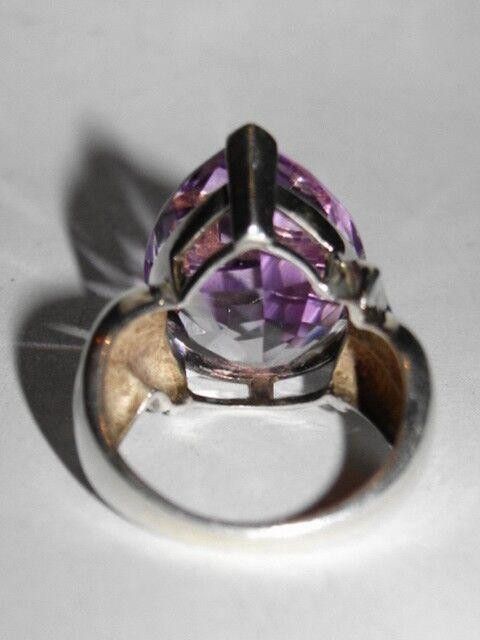 Designer Retro Purple Amethyst Pear Cocktail Ring Size ONE SIZE - 4 Thumbnail