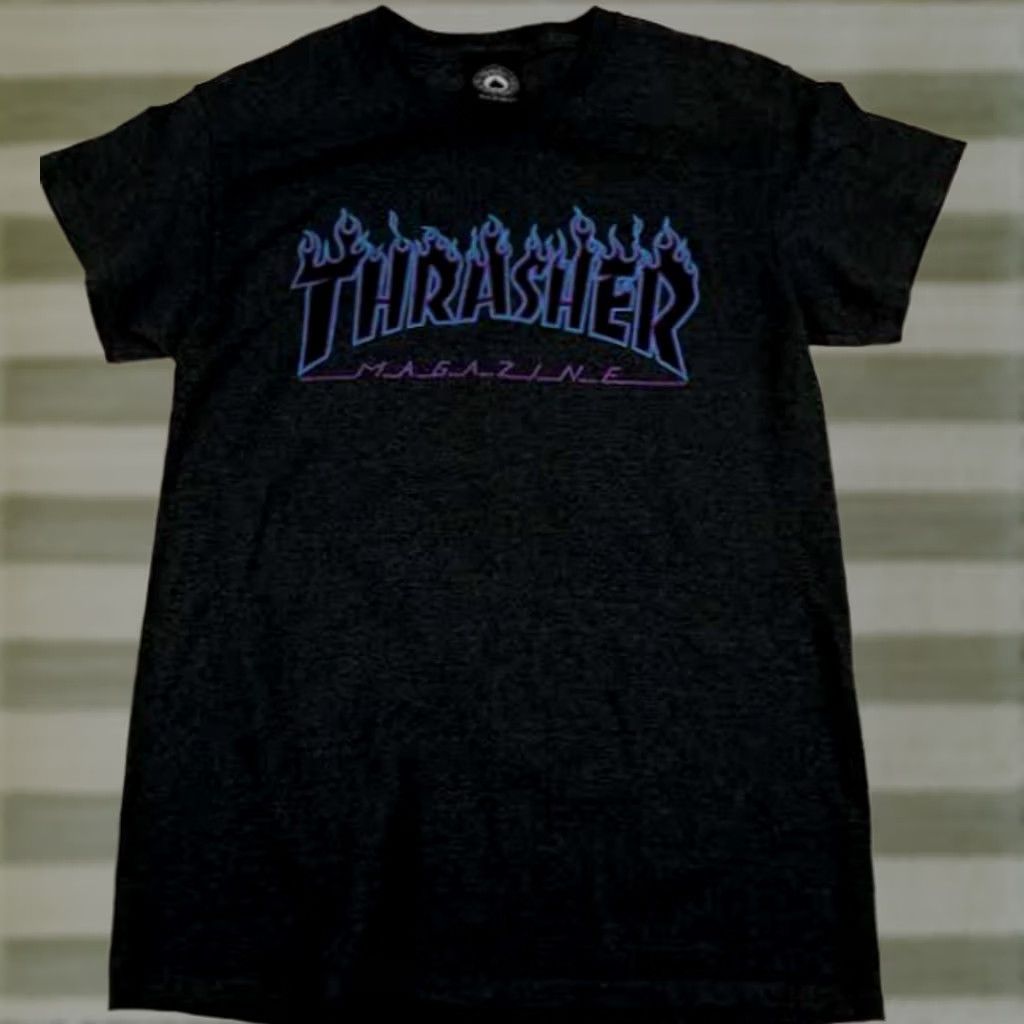 Thrasher VINTAGE Thrasher Size S T-Shirt Burgundy & Dark Grey Skateboarding Men's Size US S / EU 44-46 / 1 - 1 Thumbnail