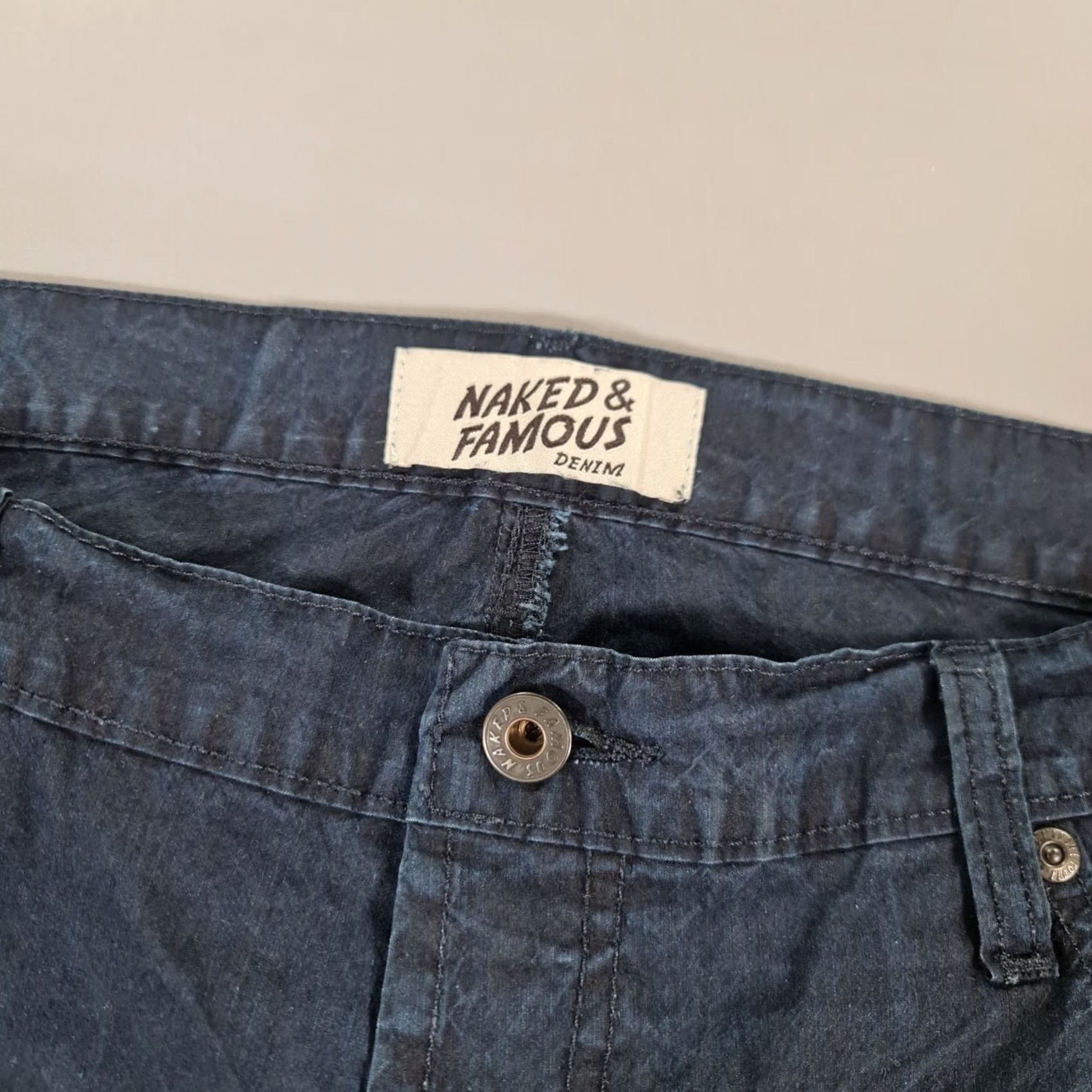 Vintage Naked & Famous Denim Jeans Blue W40 L33 Easy Guy 5.5oz Ultralight Tech Denim Jeans Relaxed Regular Mens 40x33 Blue Vintage? Size US 40 / EU 56 - 3 Thumbnail