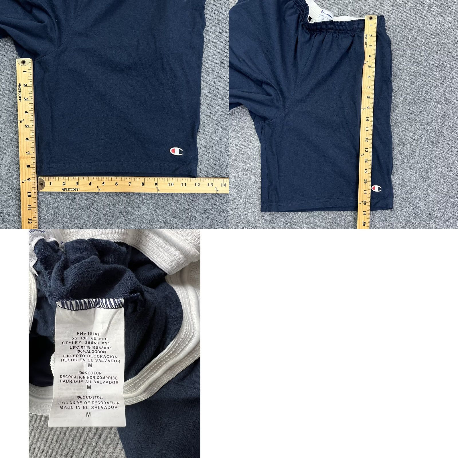 Champion VINTAGE? No — Champion “C” Logo Patch Navy Blue Shorts Mens Medium Stretch Fit Pockets Cotton Size US 31 - 8 Thumbnail
