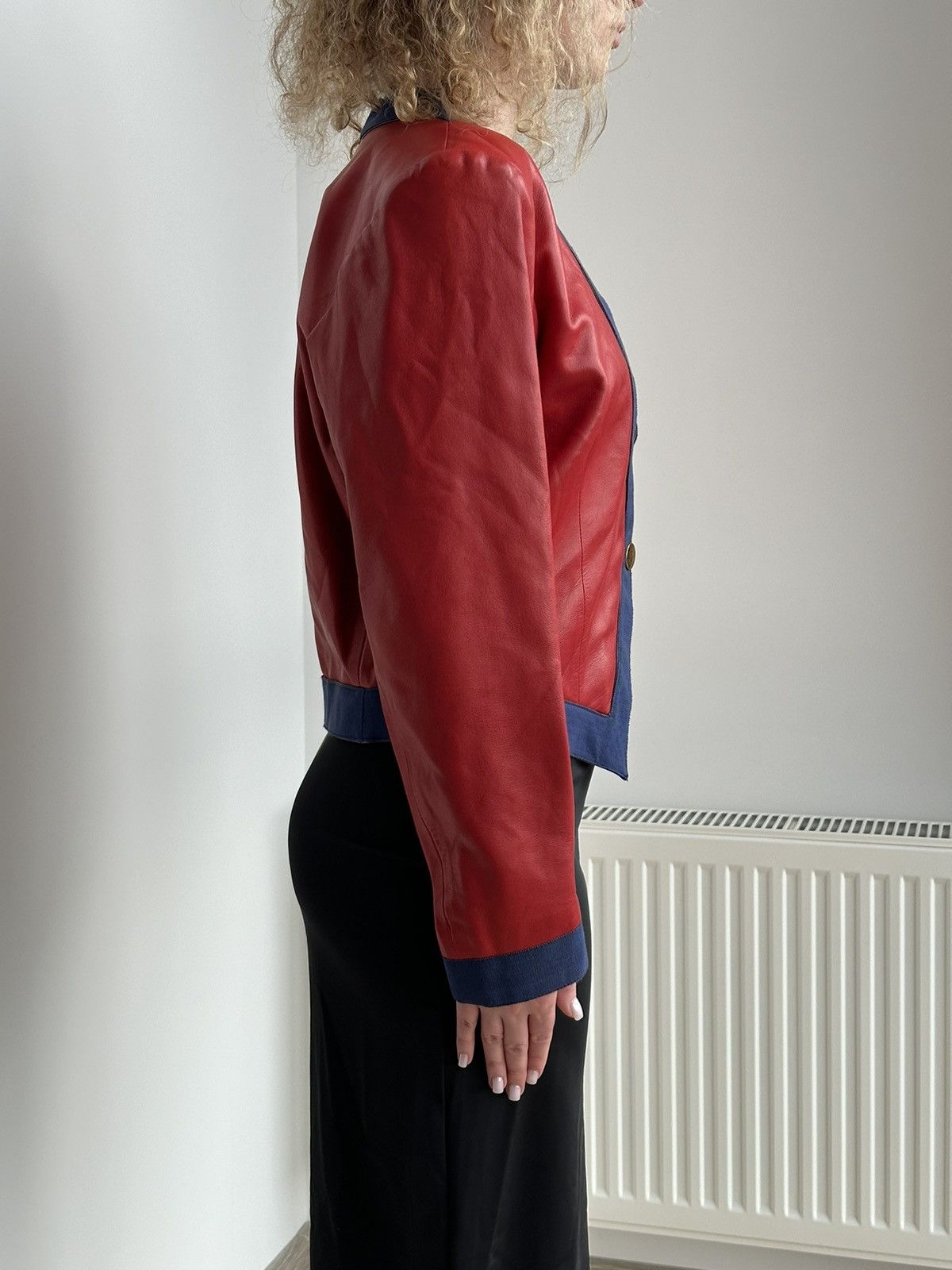 Saint Laurent Paris Yves Saint Laurent Leather Blazer 80’s Red/Blue Size M / US 6-8 / IT 42-44 - 6 Thumbnail