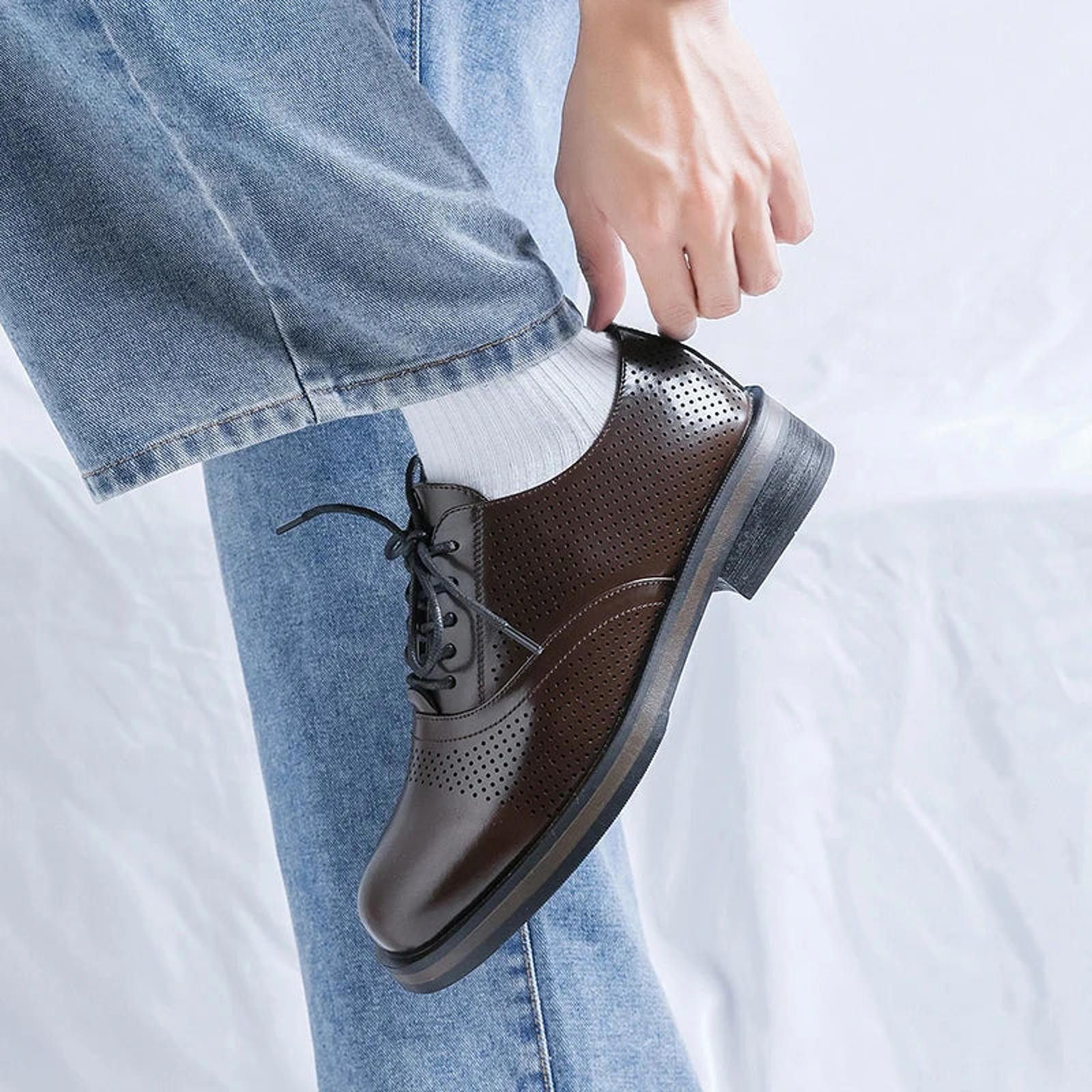 Leather Perforated Derby Shoes Size US 8 / EU 41 - 3 Thumbnail