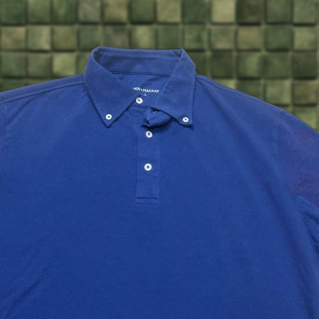 Vintage Spier & Mackay Pique Polo Shirt Mens Large Blue Preppy Designer Golf Walking Shirt Size US L / EU 52-54 / 3 - 1 Thumbnail