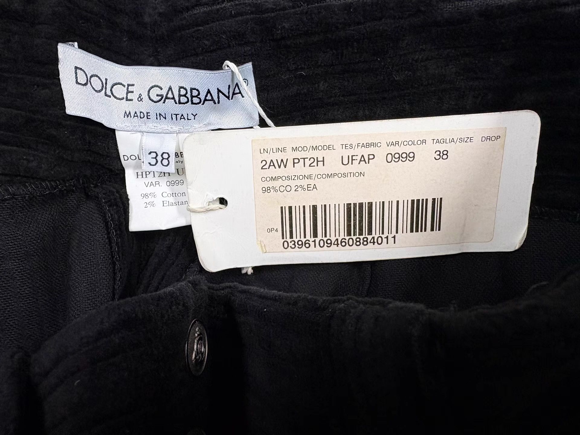 Dolce & Gabbana Dolce & Gabbana Women's Black Corduroy Trousers Ｑ21 Size 26" / US 2 / IT 38 - 6 Thumbnail