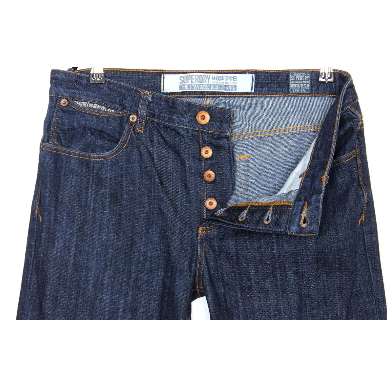 Superdry SUPERDRY Jeans Men Size W34 L32 Blue Cotton Denim 34 inches Inseam 32 Regular Straight Vintage No Size US 34 / EU 50 - 4 Thumbnail